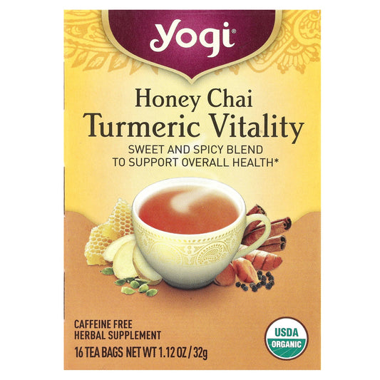 Yogi Tea, Turmeric Vitality, Honey Chai, Caffeine Free, 16 Tea Bags, 1.12 oz (32 g) - Image 1