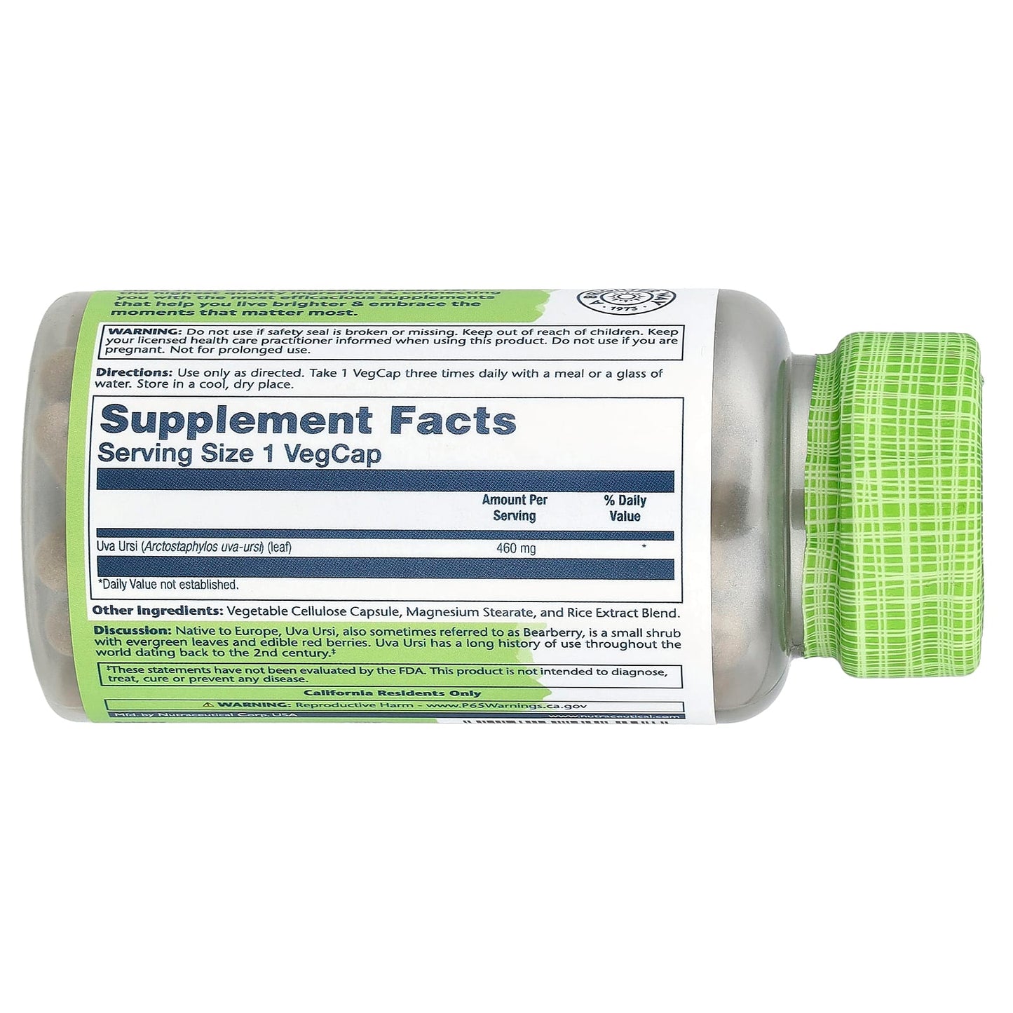 Solaray, True Herbs, Uva Ursi, 460 mg, 100 VegCaps - Image 2