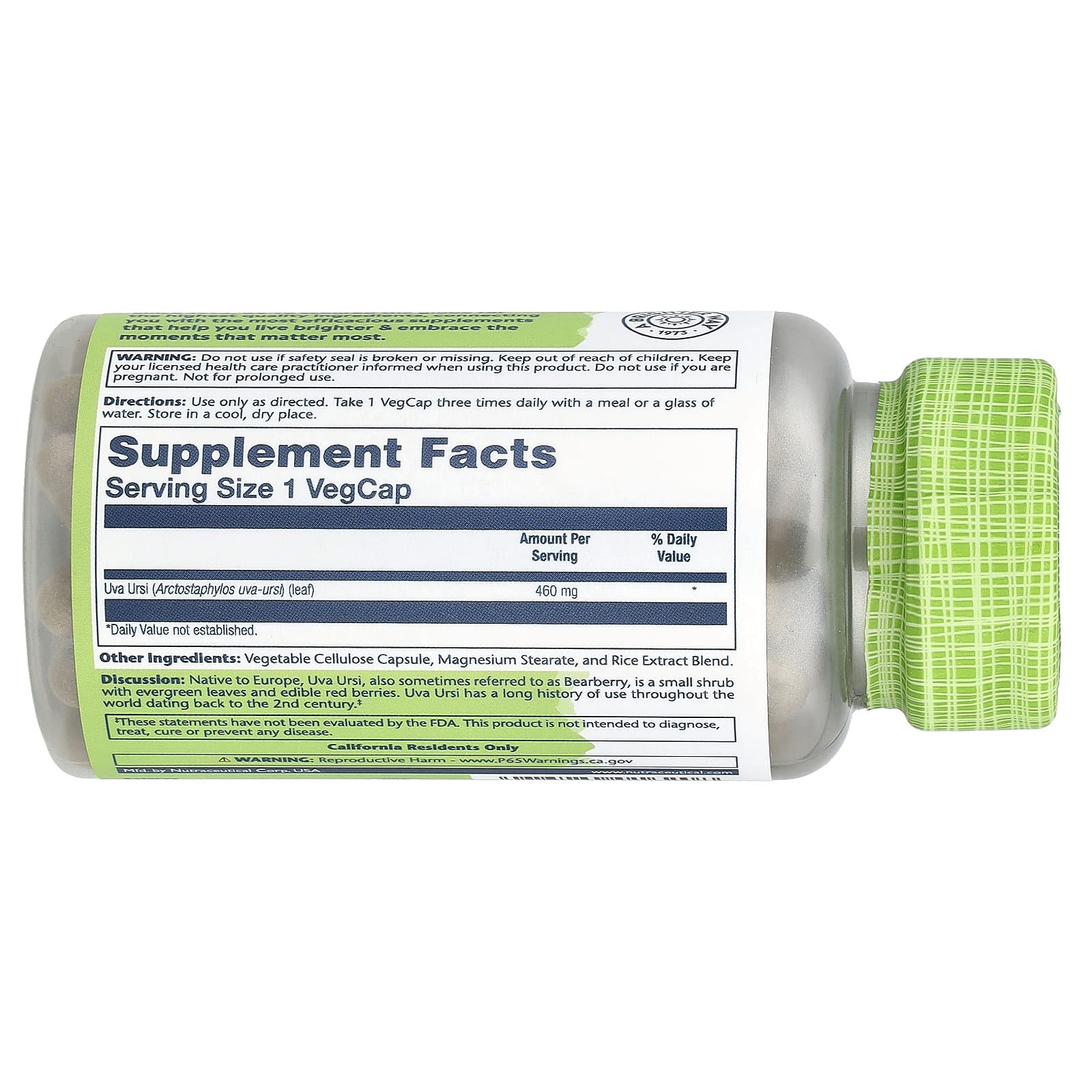 Solaray, True Herbs, Uva Ursi, 460 mg, 100 VegCaps - Image 2