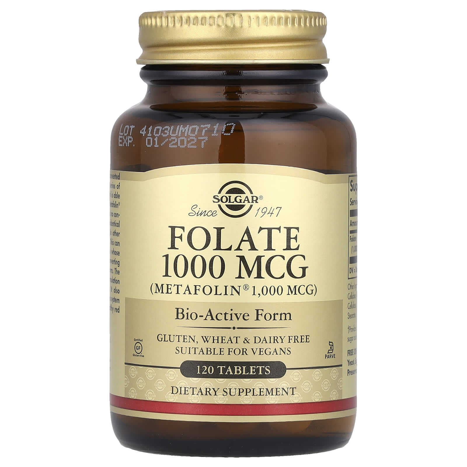 Solgar, Folate, 1,000 mcg, 120 Tablets - Image 1