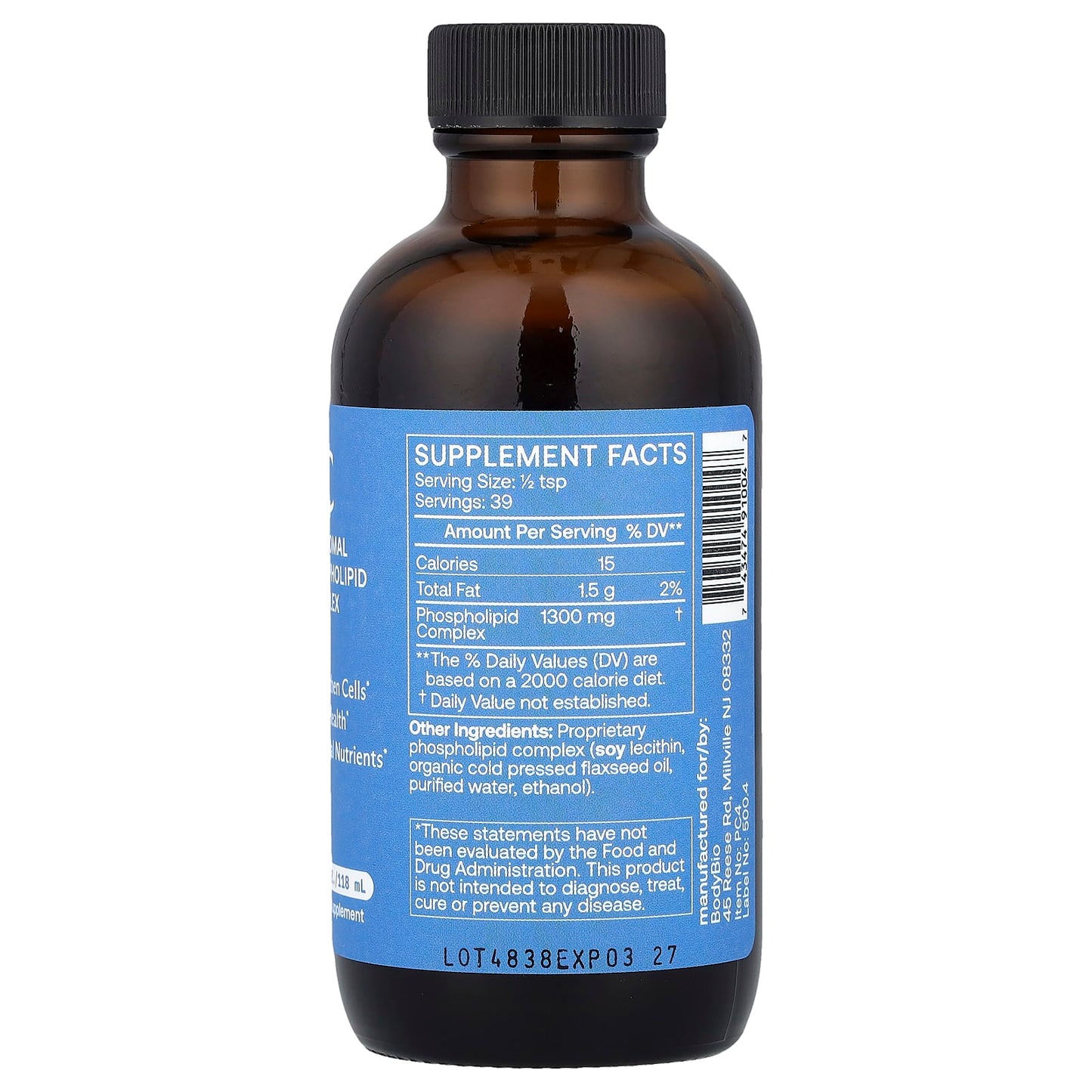 BodyBio Liposomal Phospholipid Complex for Brain Health & Cellular Repair, 4 fl oz - Image 2