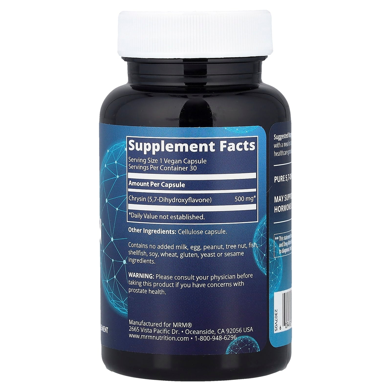 MRM Nutrition, Chrysin 500, 30 Vegan Capsules (500 mg per Capsule) - Image 2