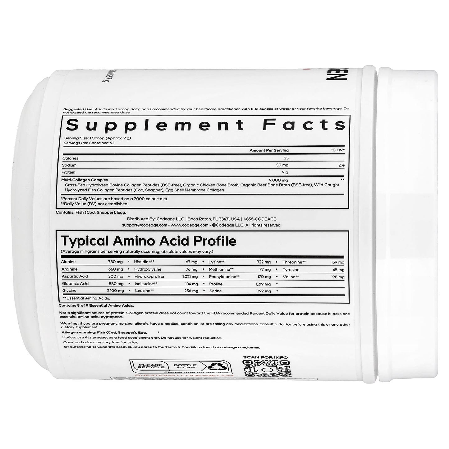 Codeage Multi Collagen Peptides Powder, Unflavored, 20 oz - Image 2