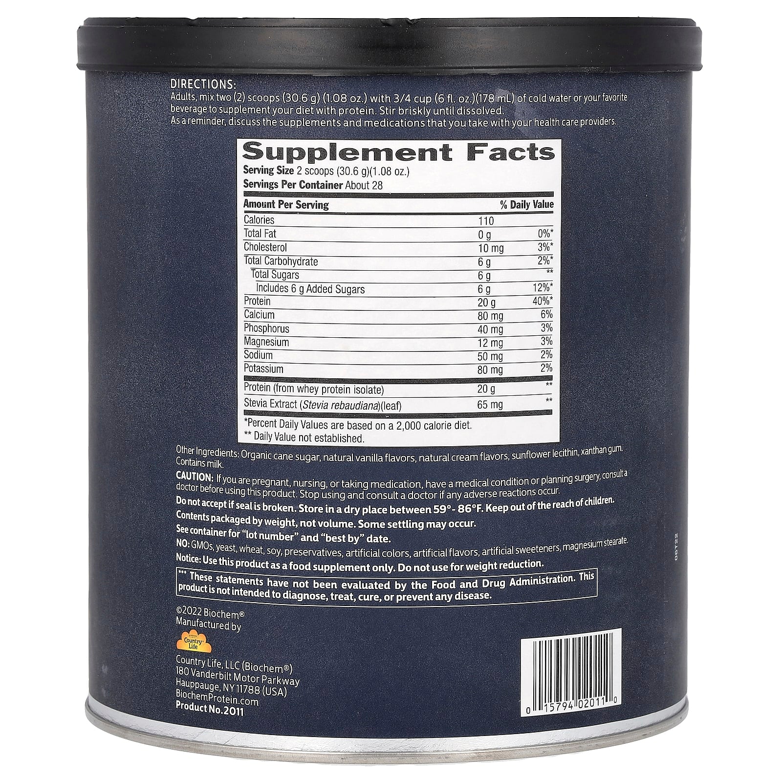 100% Whey Isolate Protein Powder by Biochem - Vanilla, 1.8 lbs - Image 2