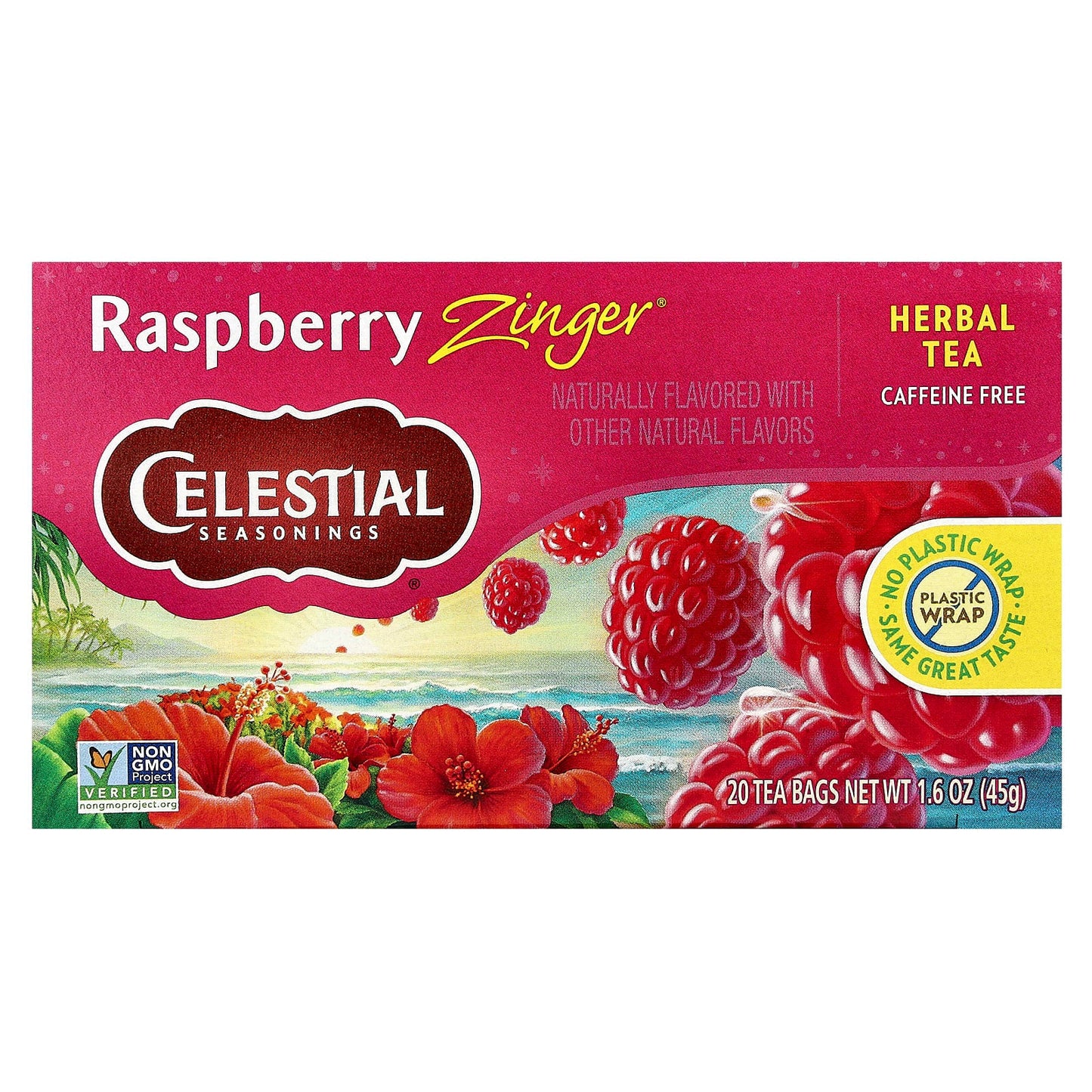 Raspberry Zinger Caffeine Free Herbal Tea | Celestial Seasonings - Image 1