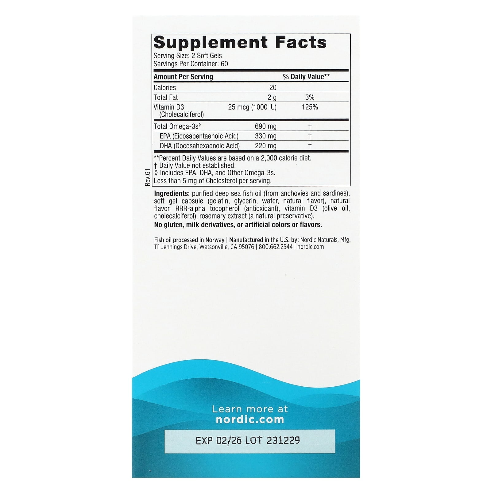 Nordic Naturals, Omega-3D, Lemon, 120 Soft Gels - Image 2
