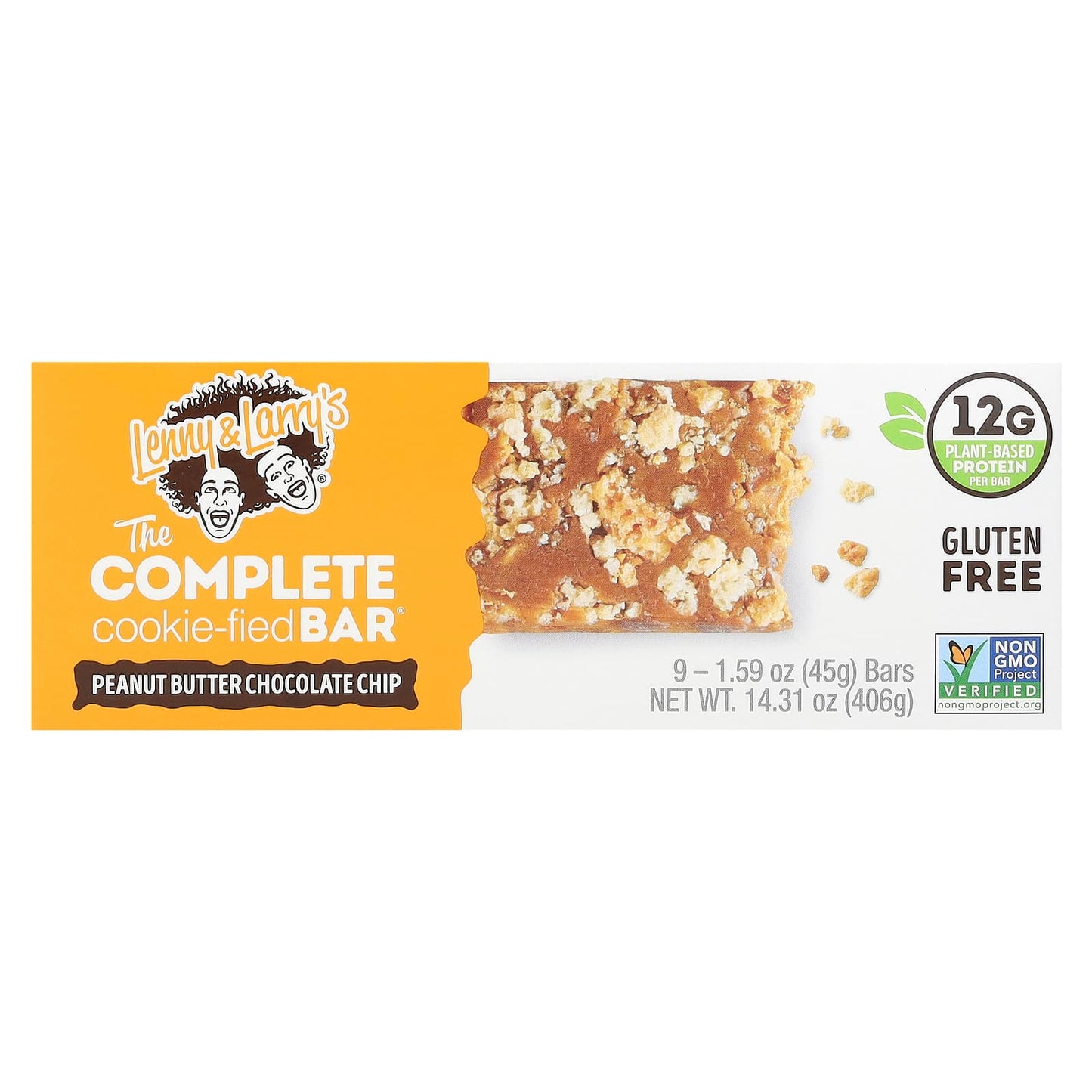 Lenny & Larry's, The Complete Cookie-Fied Bar®, Peanut Butter Chocolate Chip, 9 Bars, 1.59 oz (45 g) Each - Image 1