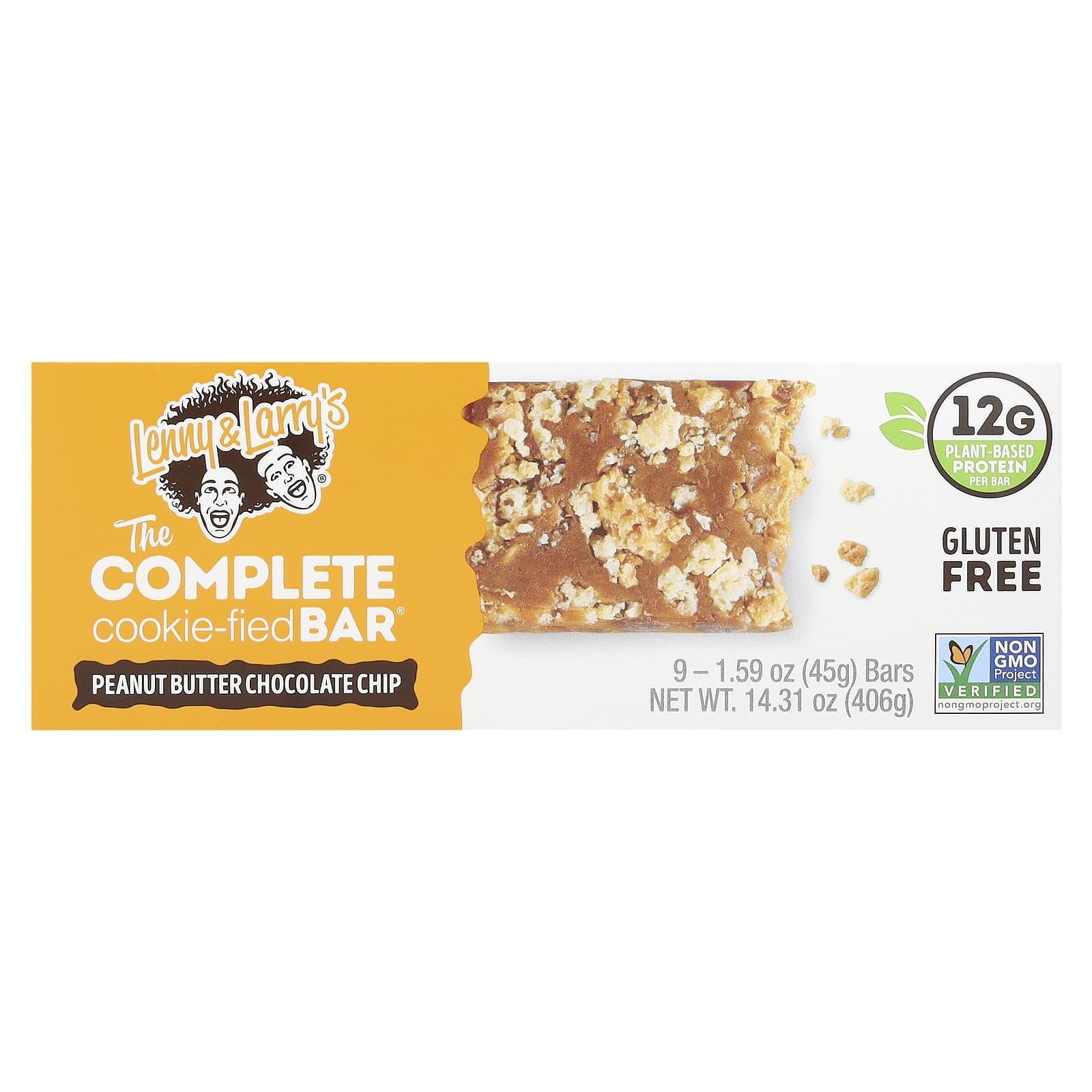 Lenny & Larry's, The Complete Cookie-Fied Bar®, Peanut Butter Chocolate Chip, 9 Bars, 1.59 oz (45 g) Each - Image 1