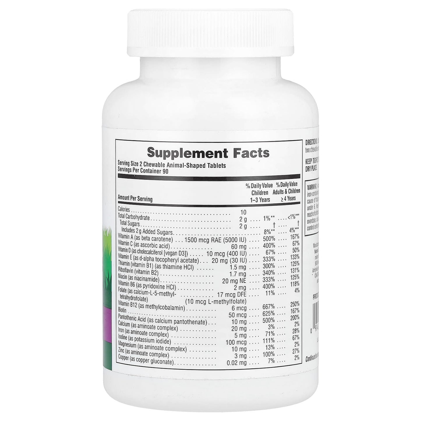 NaturesPlus, Animal Parade®, Children's Chewable Multivitamin, Grape, 180 Animal-Shaped Tablets - Image 2