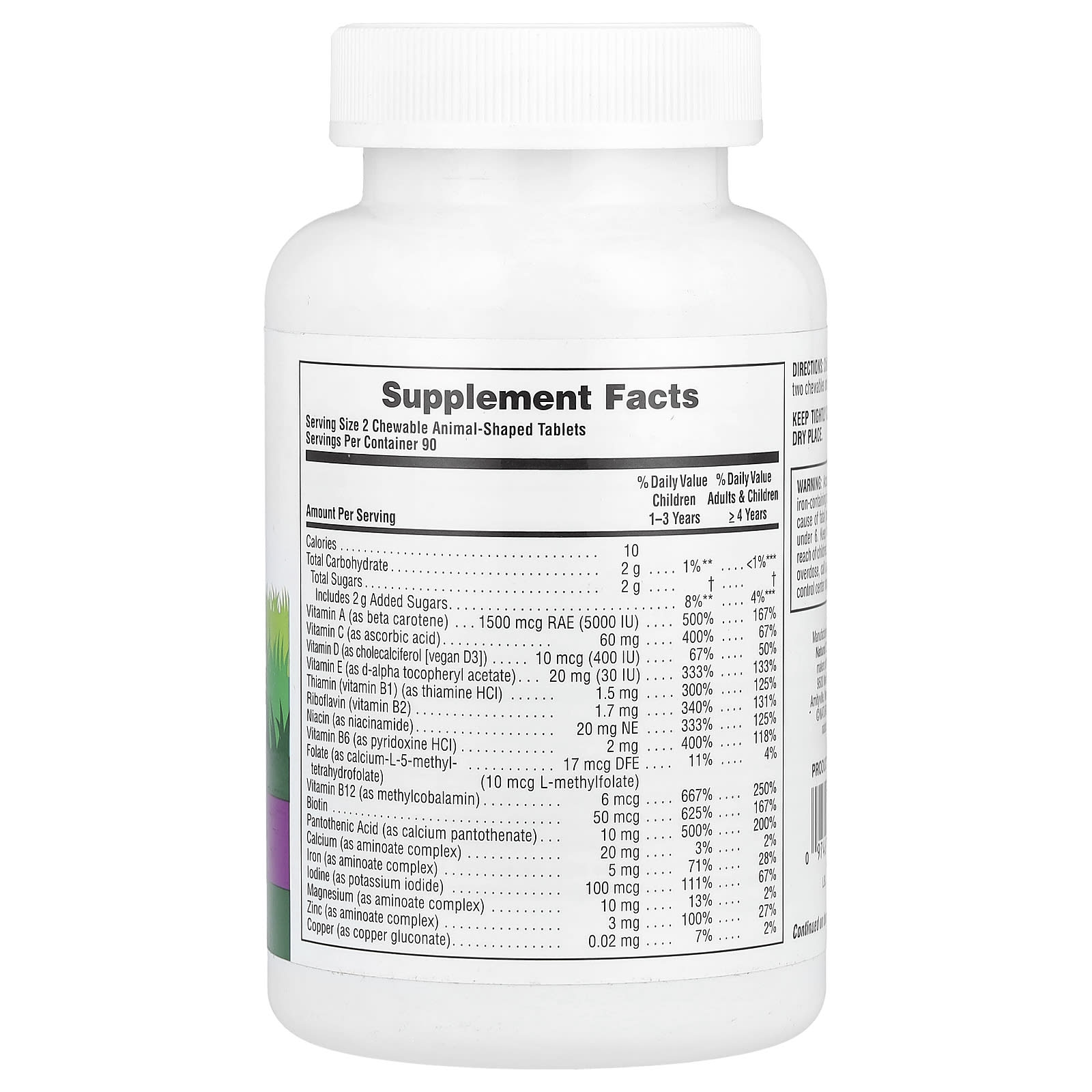 NaturesPlus, Animal Parade®, Children's Chewable Multivitamin, Grape, 180 Animal-Shaped Tablets - Image 2