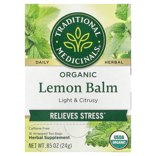 Traditional Medicinals, Organic Lemon Balm, Caffeine Free, 16 Wrapped Tea Bags, 0.85 oz (24 g) - Image 1