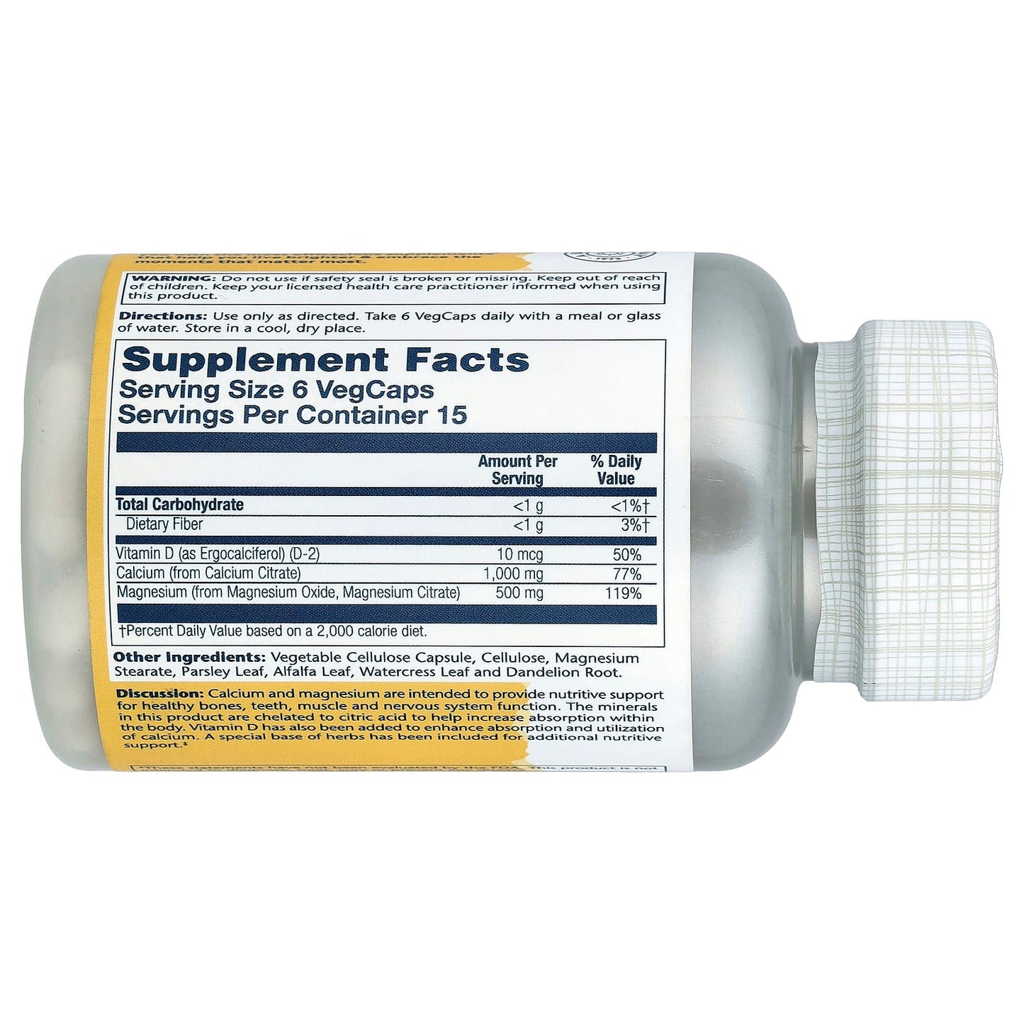 Solaray, Cal-Mag Citrate with Vitamin D-2, 90 VegCaps - Image 2