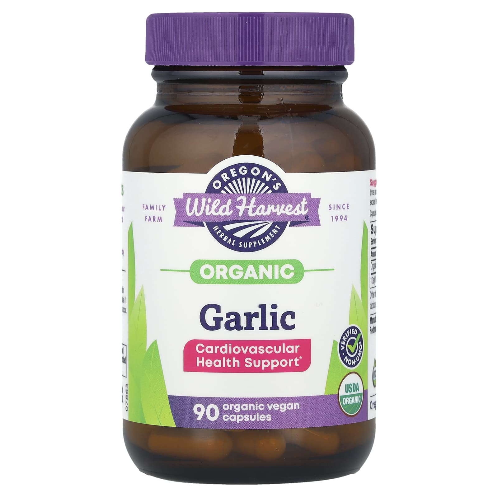 Oregon's Wild Harvest, Organic Garlic, 90 Organic Vegan Capsules (525 mg per Capsule) - Image 1