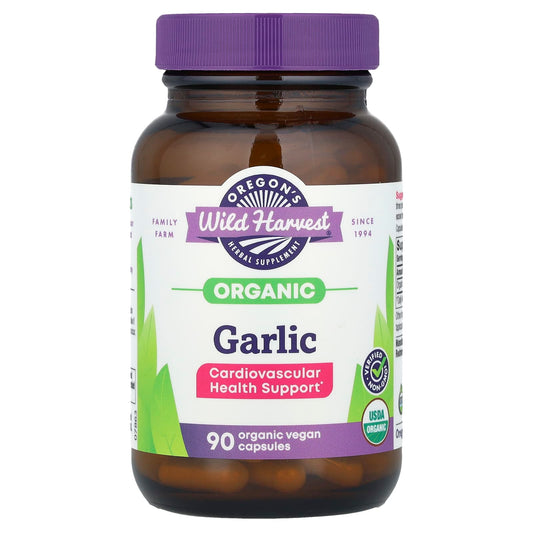 Oregon's Wild Harvest, Organic Garlic, 90 Organic Vegan Capsules (525 mg per Capsule) - Image 1