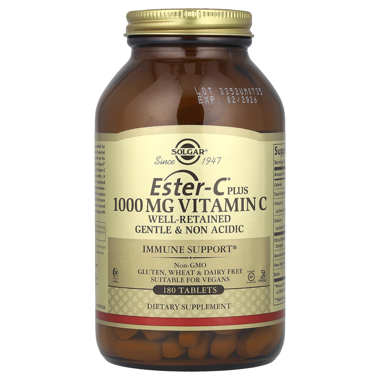 Solgar, Ester-C® Plus, Vitamin C, 1,000 mg, 180 Tablets - Image 1