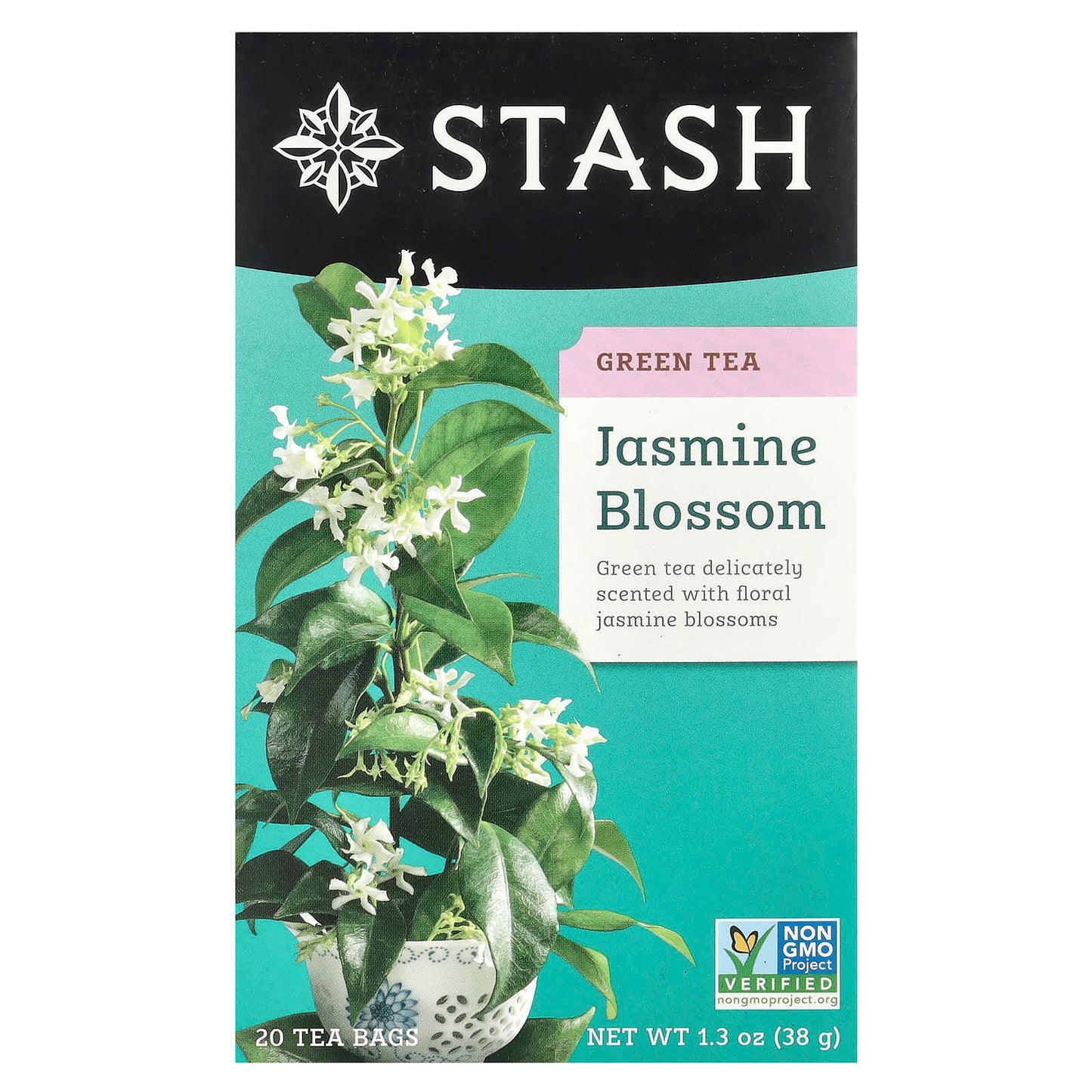 Stash Tea, Green Tea, Jasmine Blossom, 20 Tea Bags, 1.3 oz (38 g) - Image 1