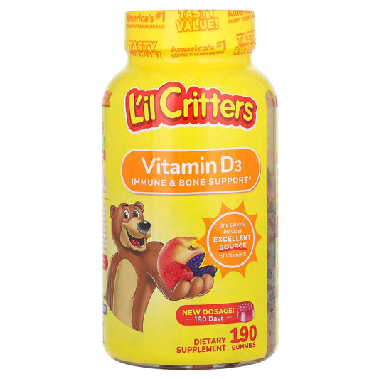 L'il Critters, Vitamin D3, Raspberry, Peach and Blackberry, 190 Gummies (25 mcg (1,000 IU) per Gummy)