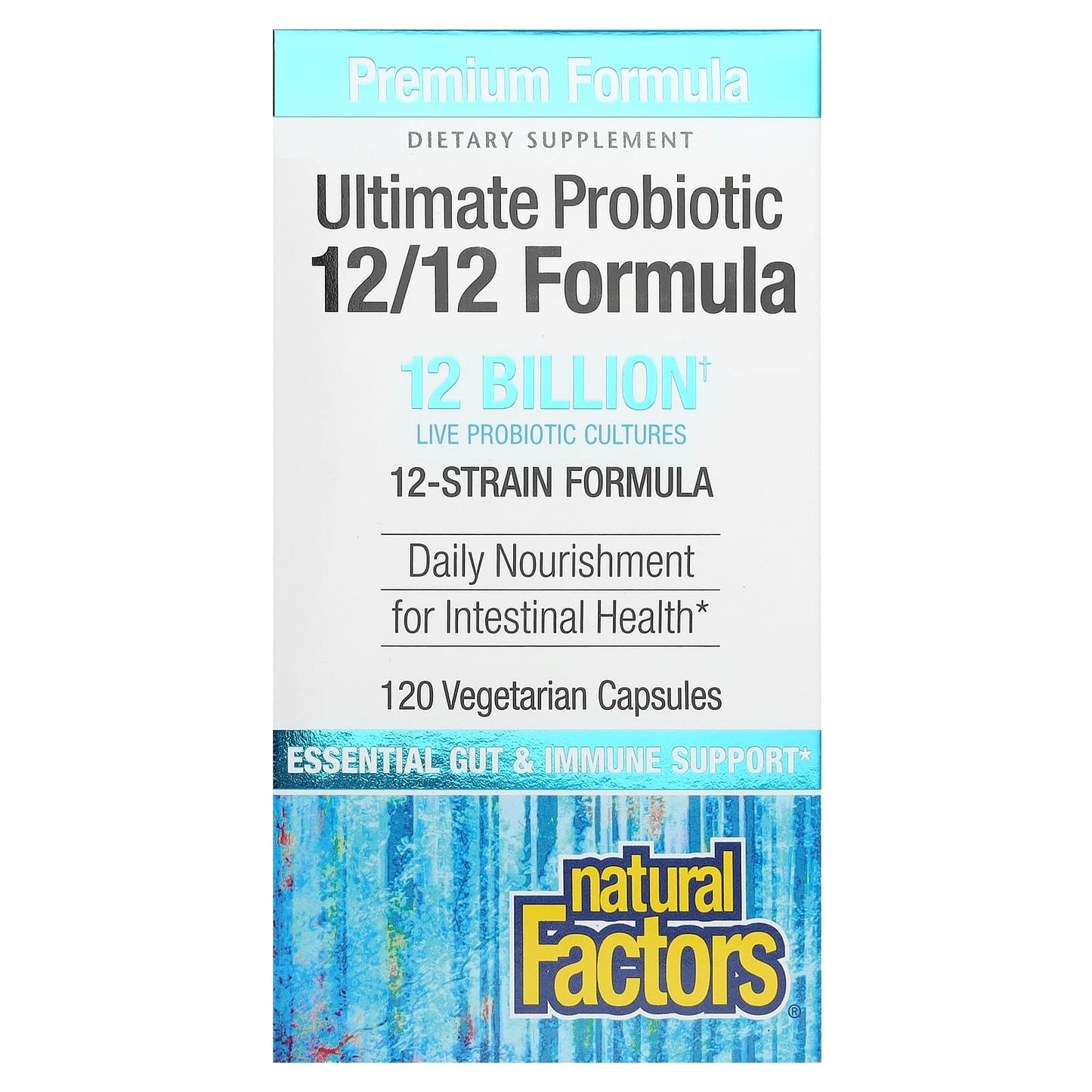 Natural Factors, Ultimate Probiotic, 12/12 Formula, 12 Billion CFU, 120 Vegetarian Capsules - Image 1