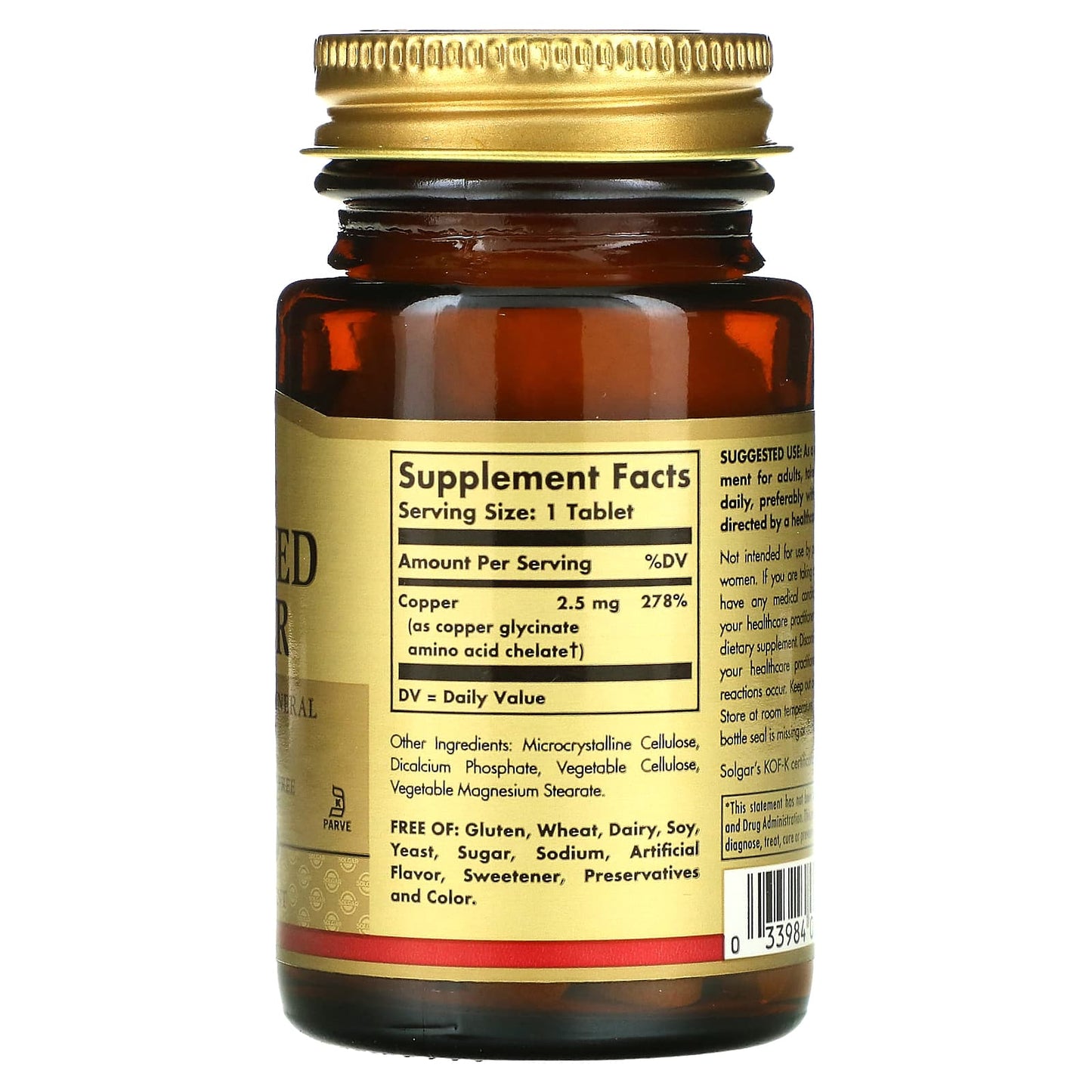 Solgar, Chelated Copper, 100 Tablets (2.5 mg per Tablet) - Image 2