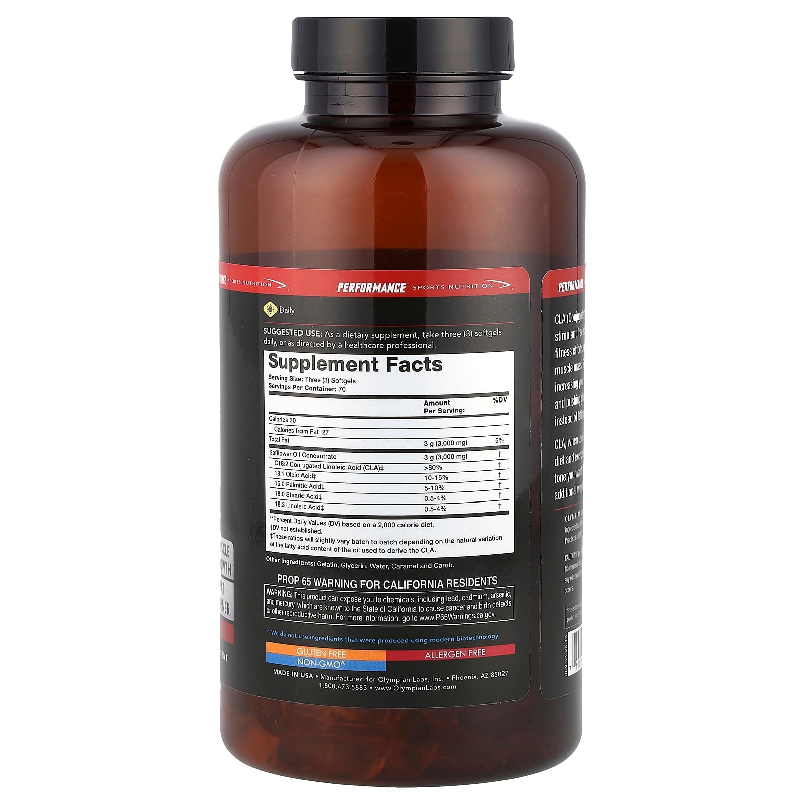 Olympian Labs, CLA, 3,000 mg, 210 Softgels (1,000 mg per Softgel) - Image 2