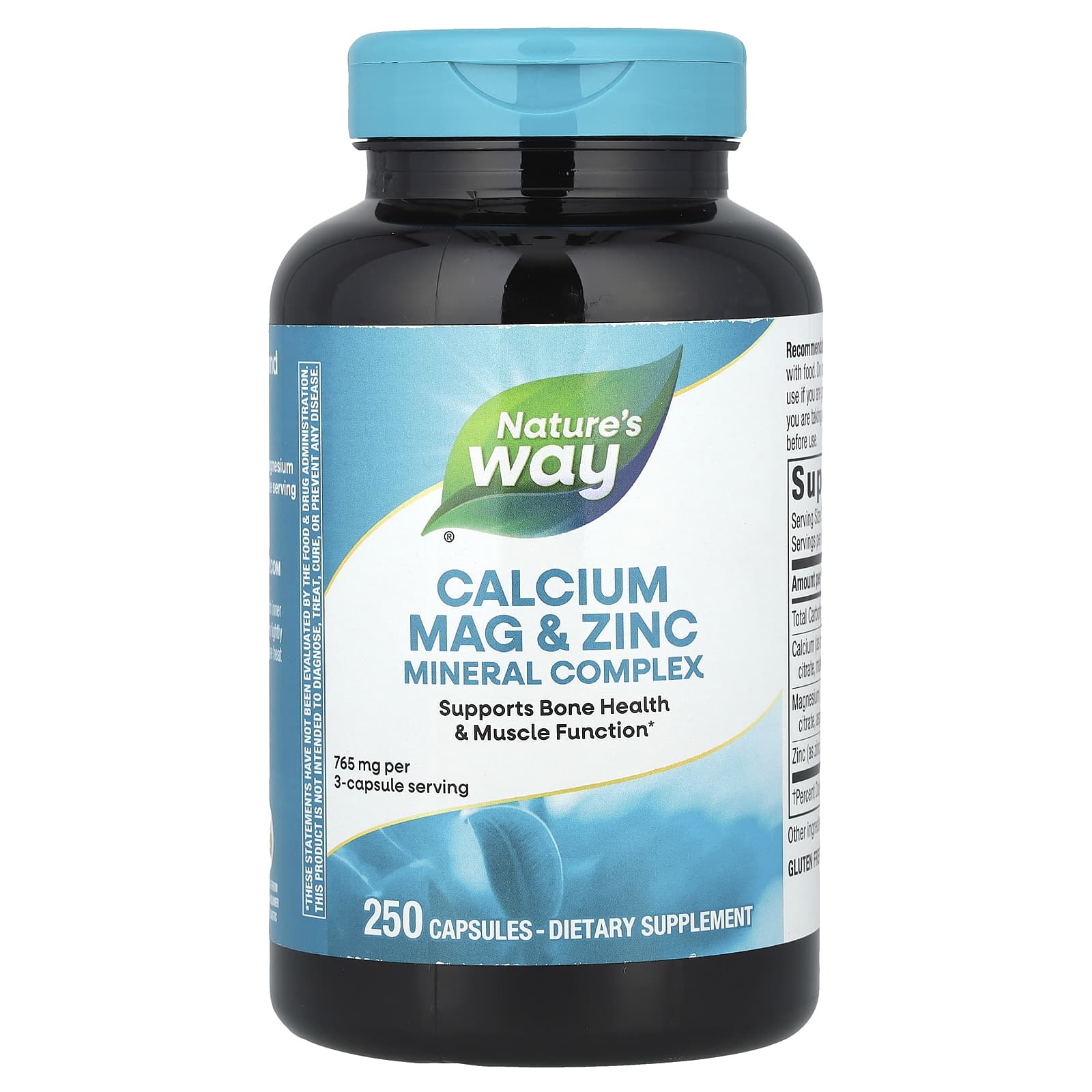 Nature's Way, Calcium, Mag & Zinc, Mineral Complex, 765 mg, 250 Capsules (255 mg Per Capsule) - Image 1