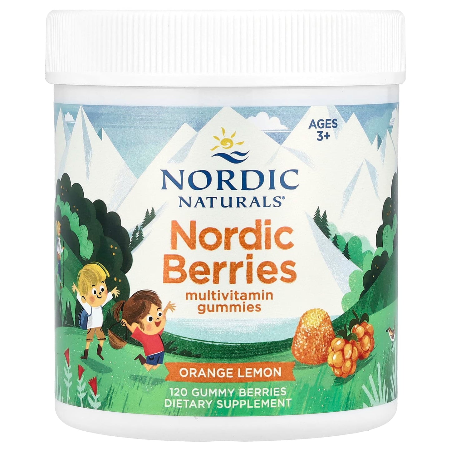 Nordic Naturals, Nordic Berries, Multivitamin Gummies, Ages 3+, Orange Lemon, 120 Gummy Berries - Image 1
