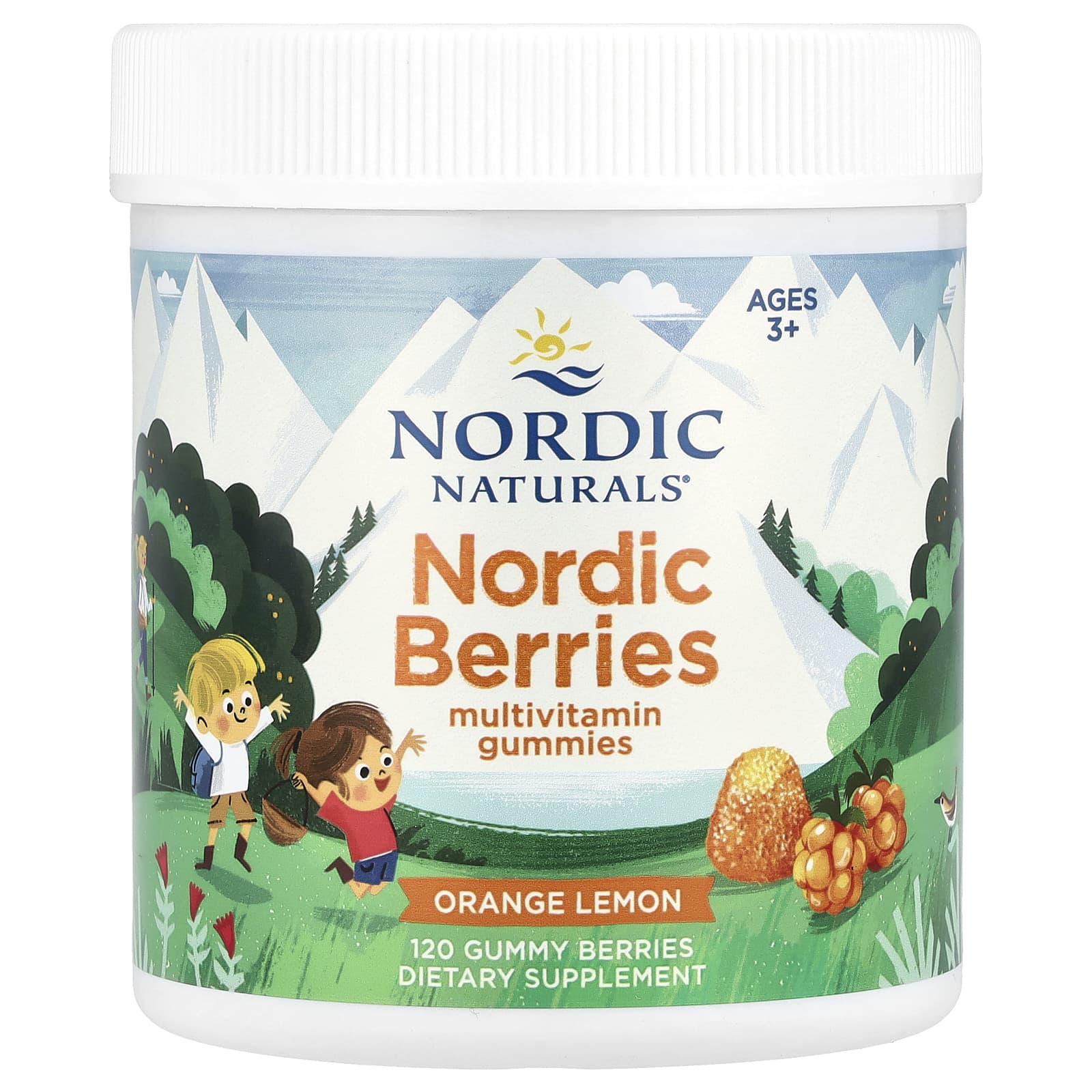Nordic Naturals, Nordic Berries, Multivitamin Gummies, Ages 3+, Orange Lemon, 120 Gummy Berries - Image 1