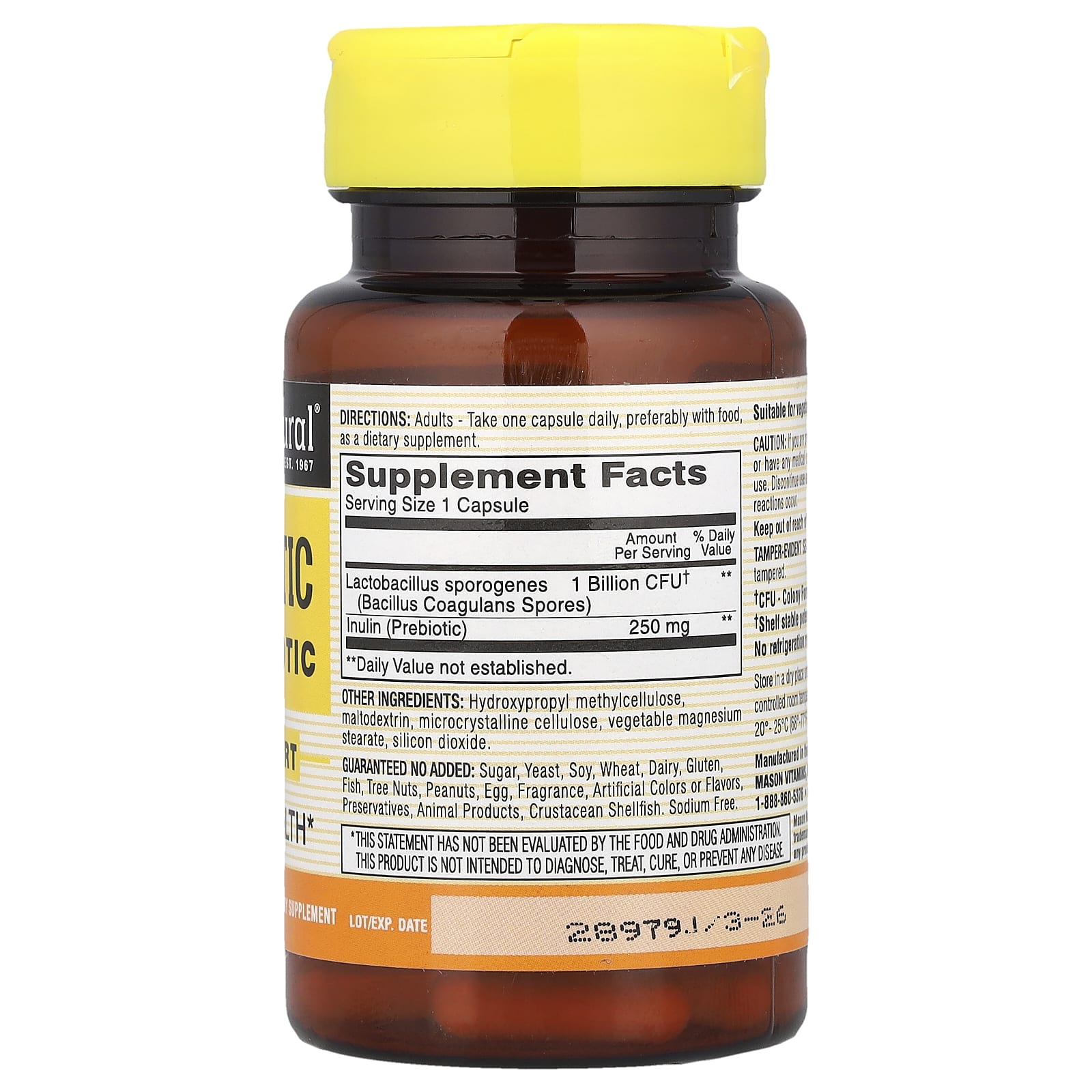 Mason Natural, Probiotic with Prebiotic, 40 Veggie Capsules - Image 2