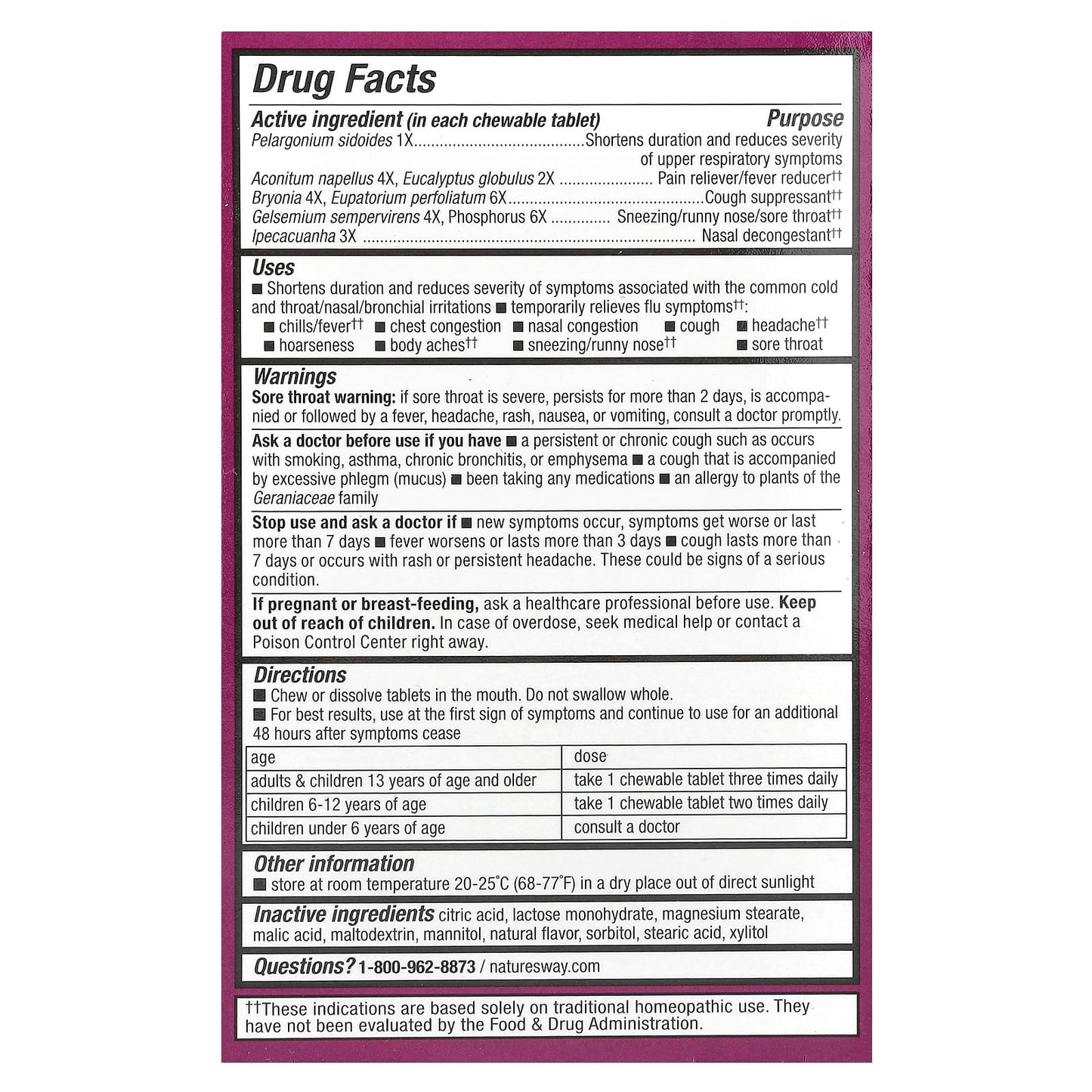 Nature's Way, Umcka®, Cold + Flu Relief Chewables, Ages 6+, Orange, 20 Tablets - Image 2