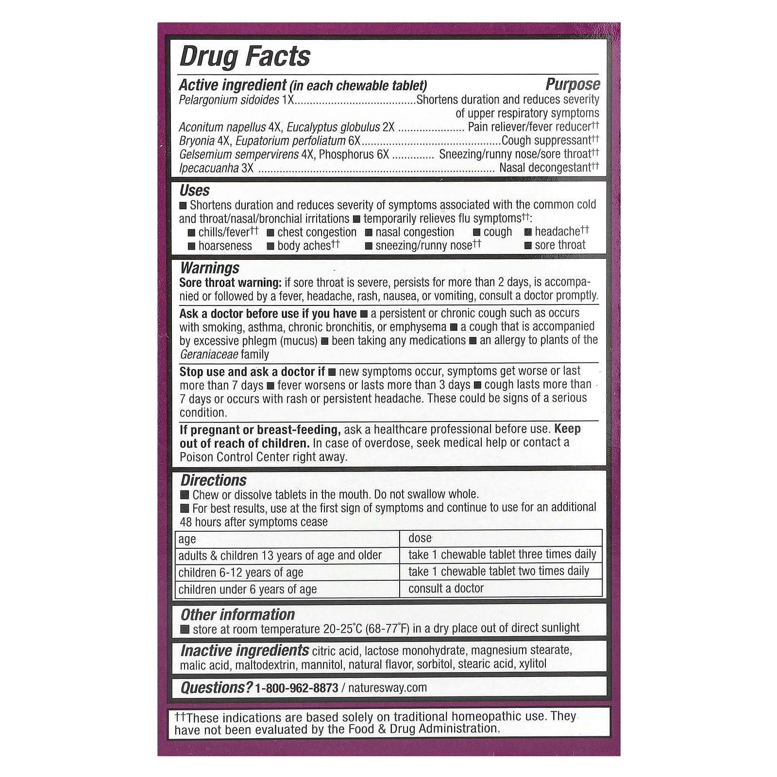Nature's Way, Umcka®, Cold + Flu Relief Chewables, Ages 6+, Orange, 20 Tablets - Image 2