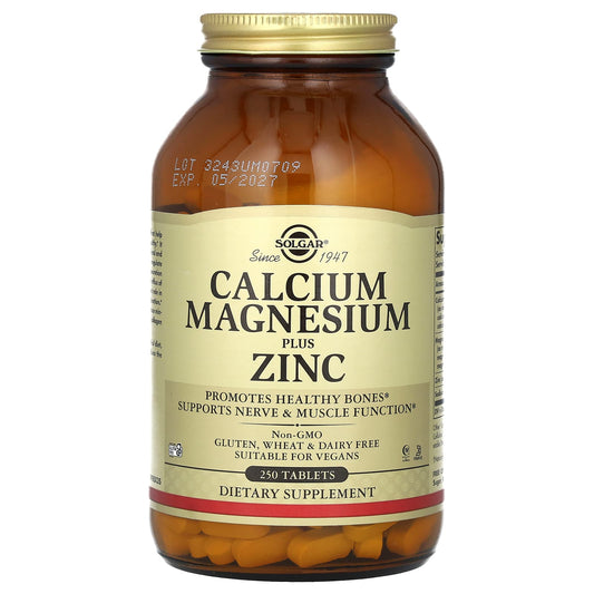 Solgar, Calcium Magnesium Plus Zinc, 250 Tablets - Image 1