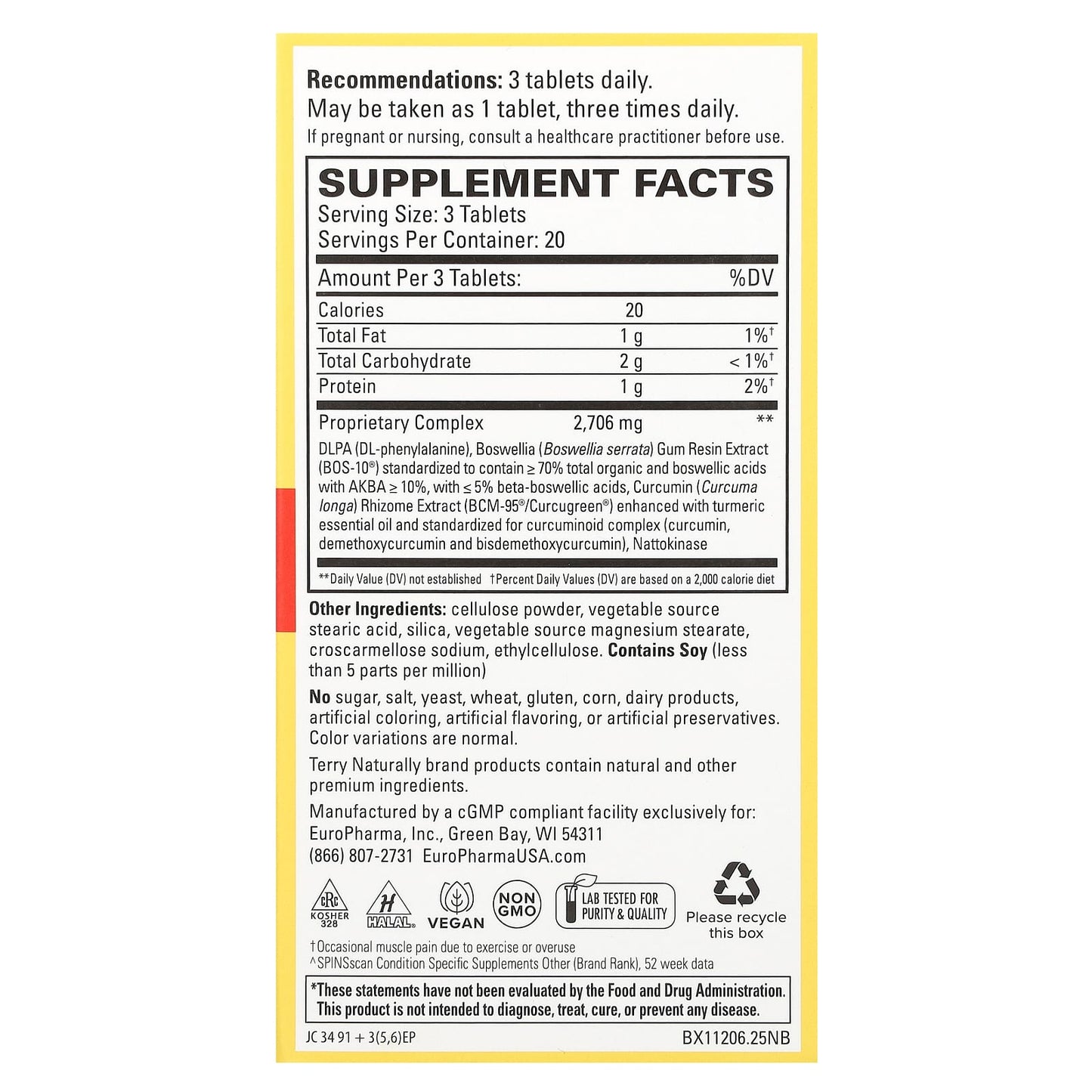Terry Naturally, Curamin, Pain Relief, Extra Strength, 60 Tablets - Image 2