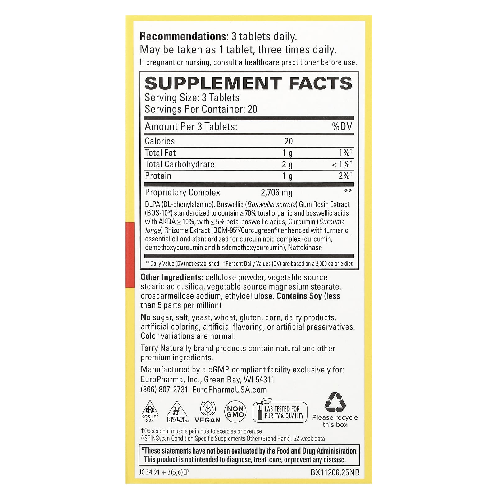 Terry Naturally, Curamin, Pain Relief, Extra Strength, 60 Tablets - Image 2