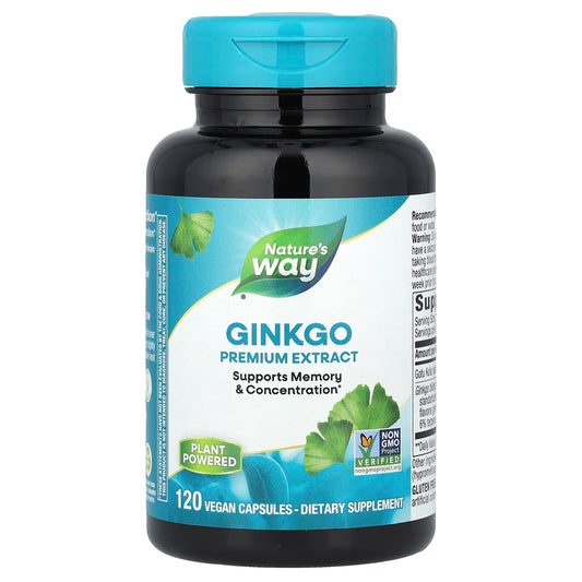 Nature's Way, Ginkgo Premium Extract, 120 Vegan Capsules - Image 1