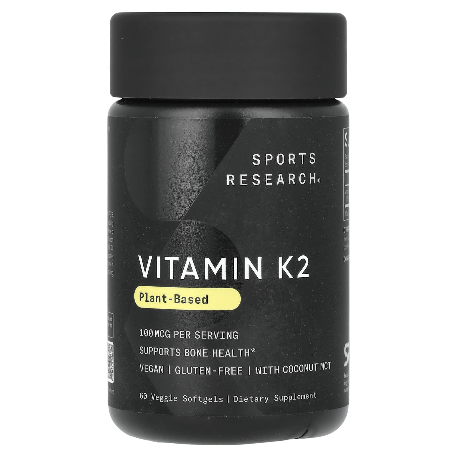 Sports Research, Vitamin K2, Plant-Based, 100 mcg, 60 Veggie Softgels - Image 1