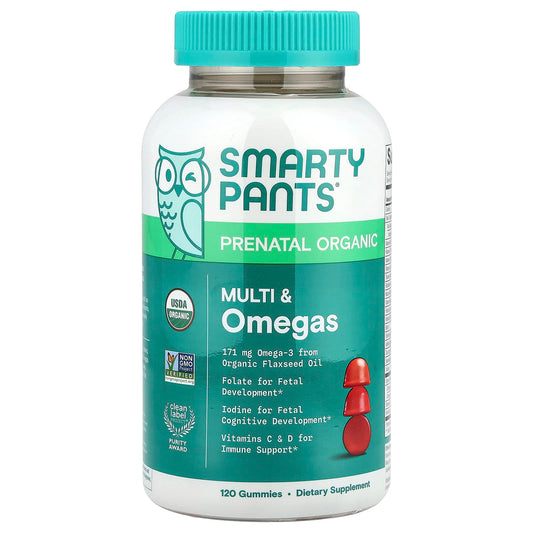 SmartyPants, Organic Prenatal Multi & Omegas, Grape, Blueberry & Mixed Berry, 120 Gummies - Image 1
