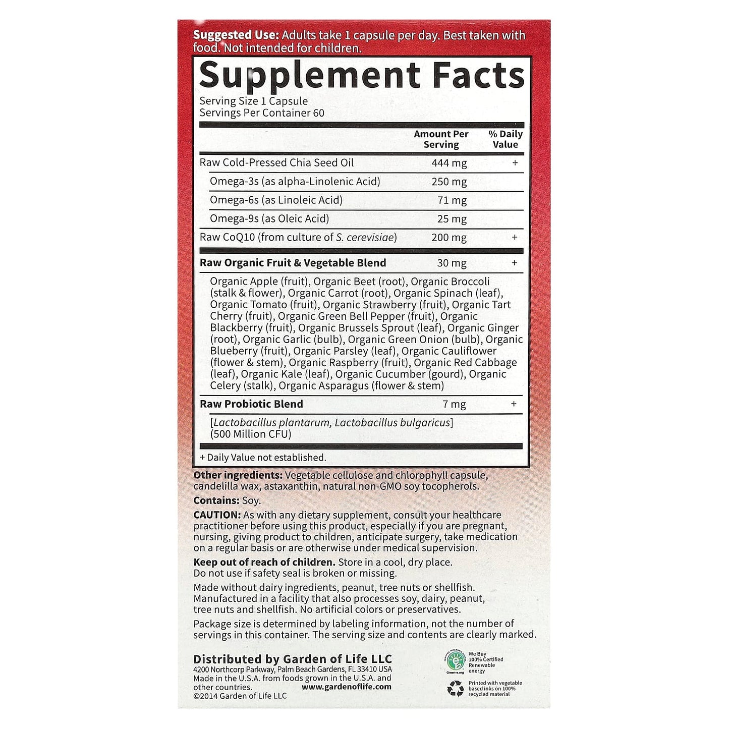 Garden of Life RAW CoQ10 200mg, 60 Vegan Capsules for Heart Health - Image 2