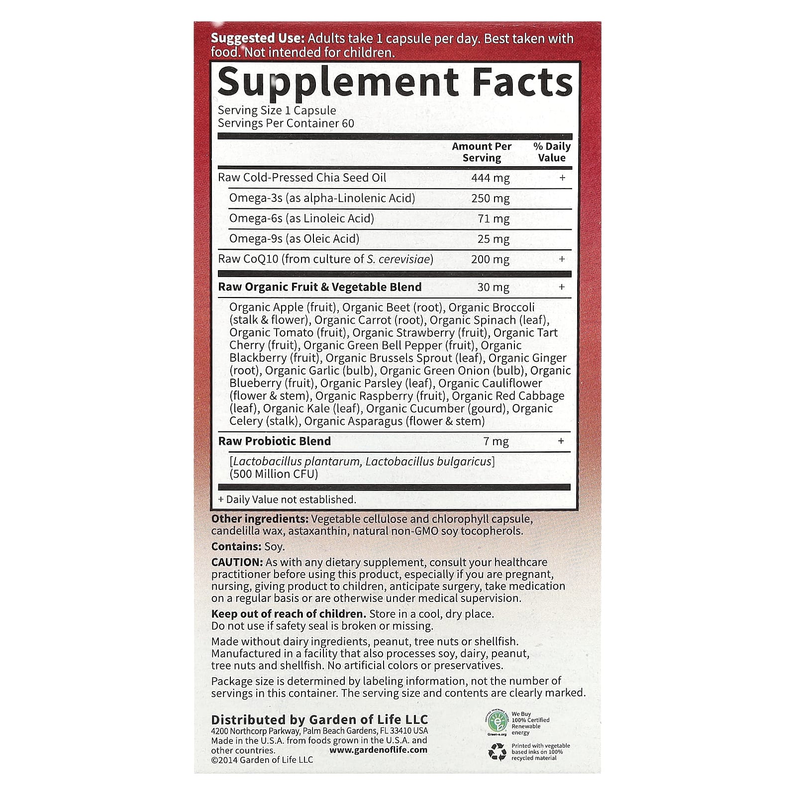 Garden of Life RAW CoQ10 200mg, 60 Vegan Capsules for Heart Health - Image 2
