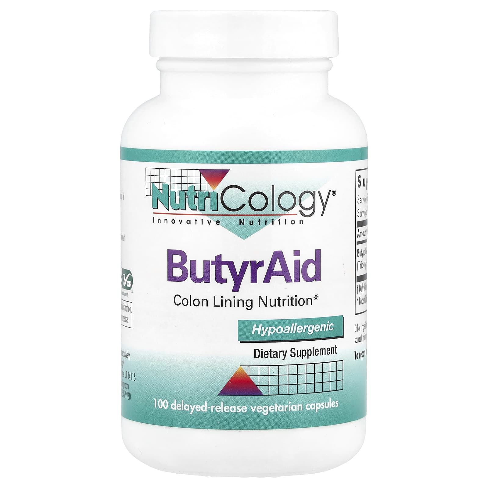 Nutricology, ButyrAid, 100 Delayed-Release Vegetarian Capsules - Image 1