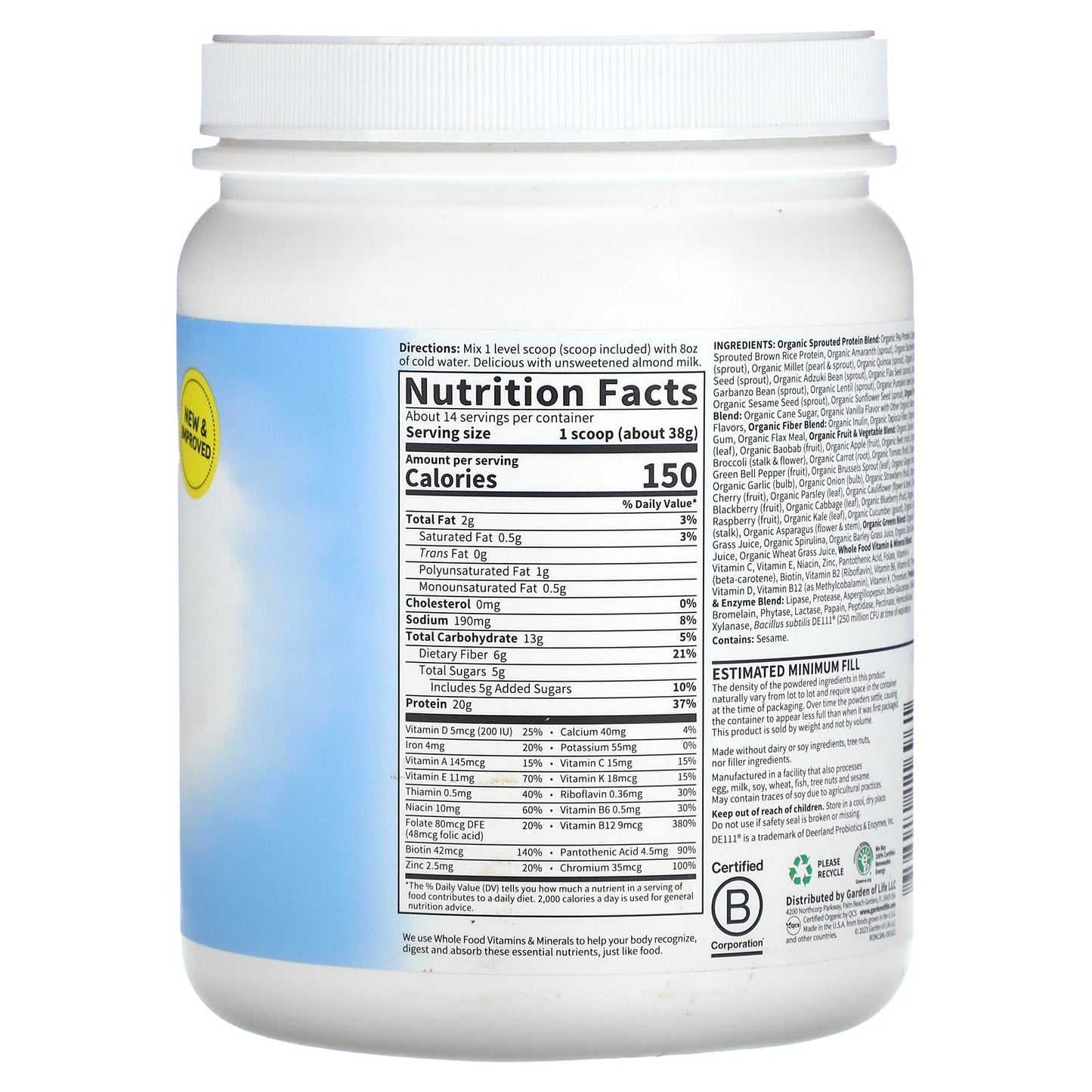 RAW Organic Meal Replacement Shake - Lightly Sweet by Garden of Life - Image 2
