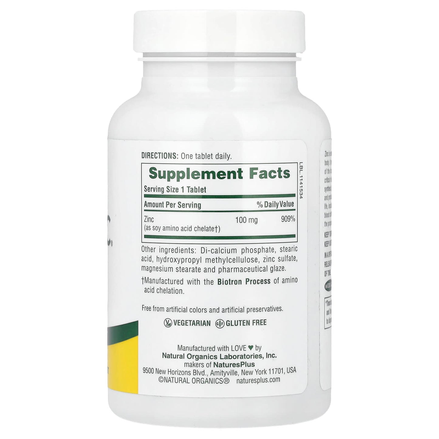 NaturesPlus, Sustained Release Mega Zinc®, 100 mg, 90 Tablets - Image 2