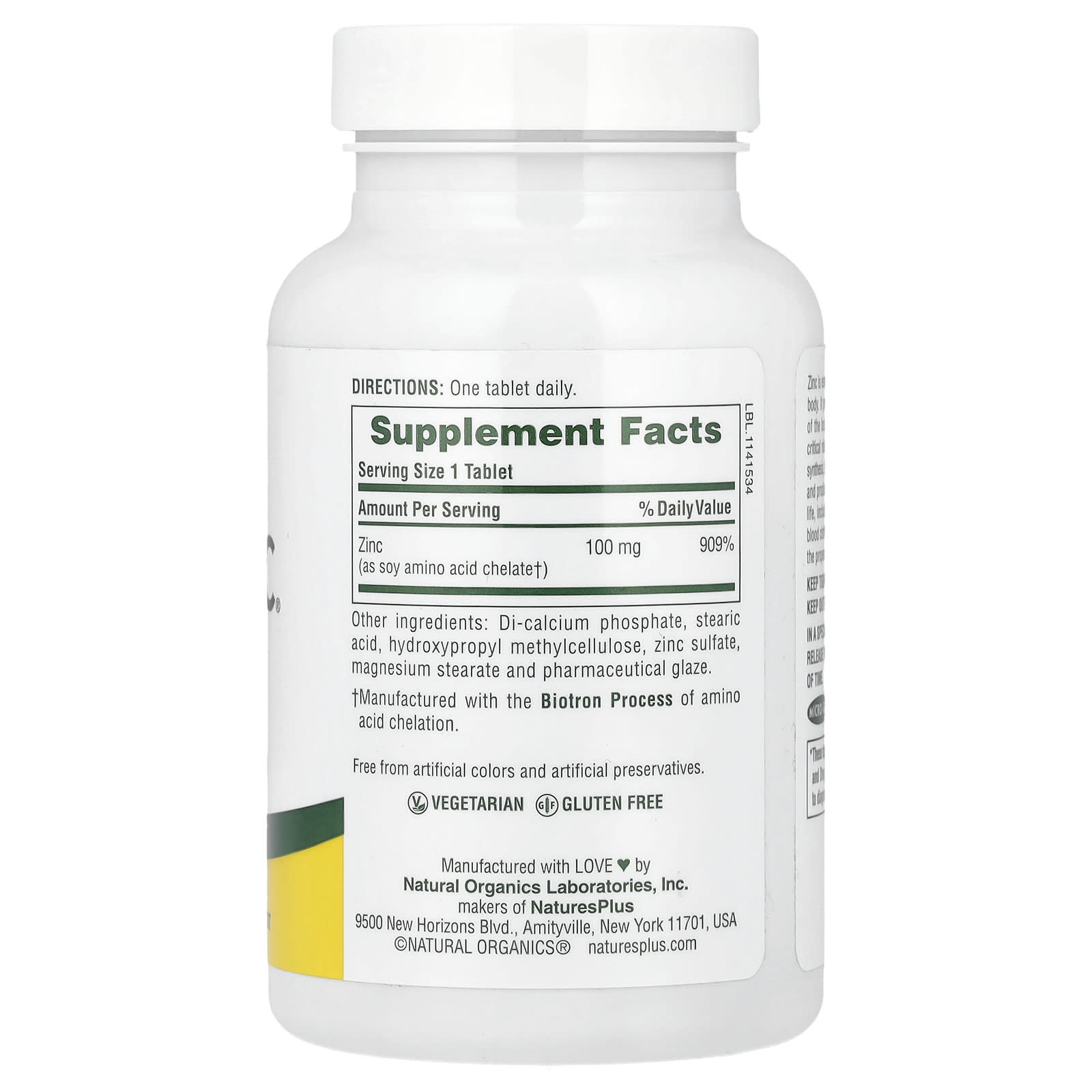 NaturesPlus, Sustained Release Mega Zinc®, 100 mg, 90 Tablets - Image 2