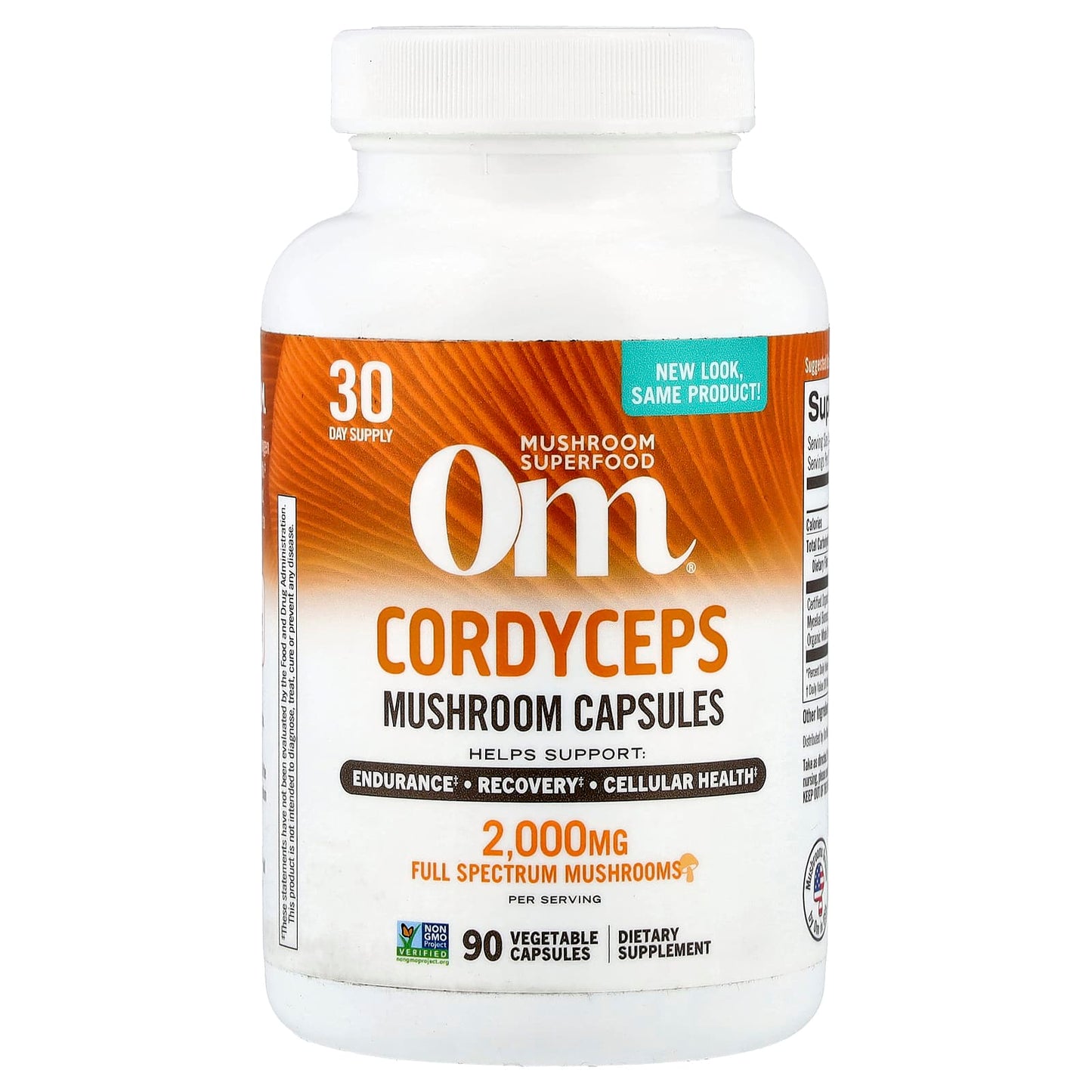Om Mushrooms, Cordyceps, 90 Vegetable Capsules (666 mg per Capsule) - Image 1