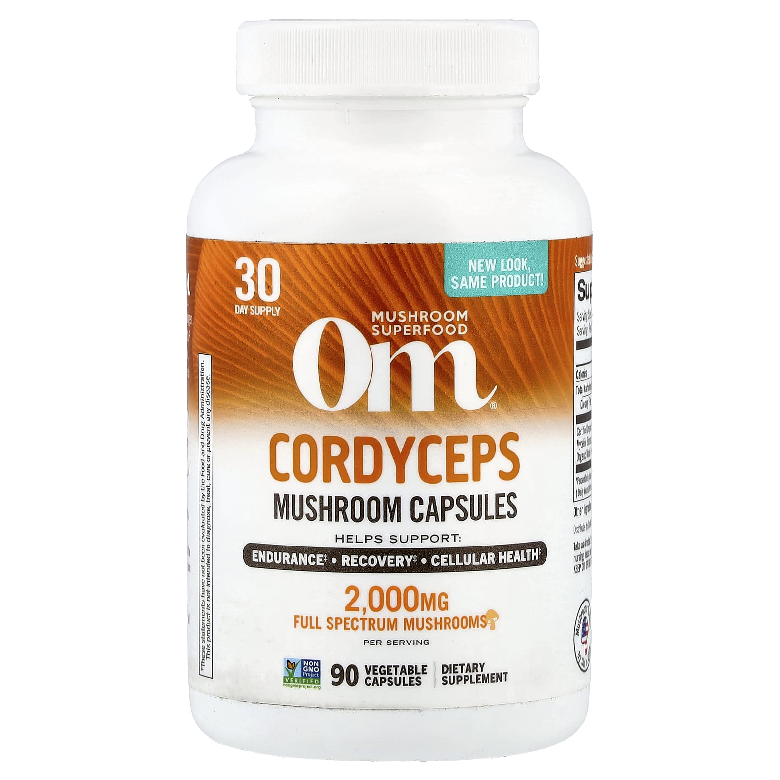 Om Mushrooms, Cordyceps, 90 Vegetable Capsules (666 mg per Capsule) - Image 1