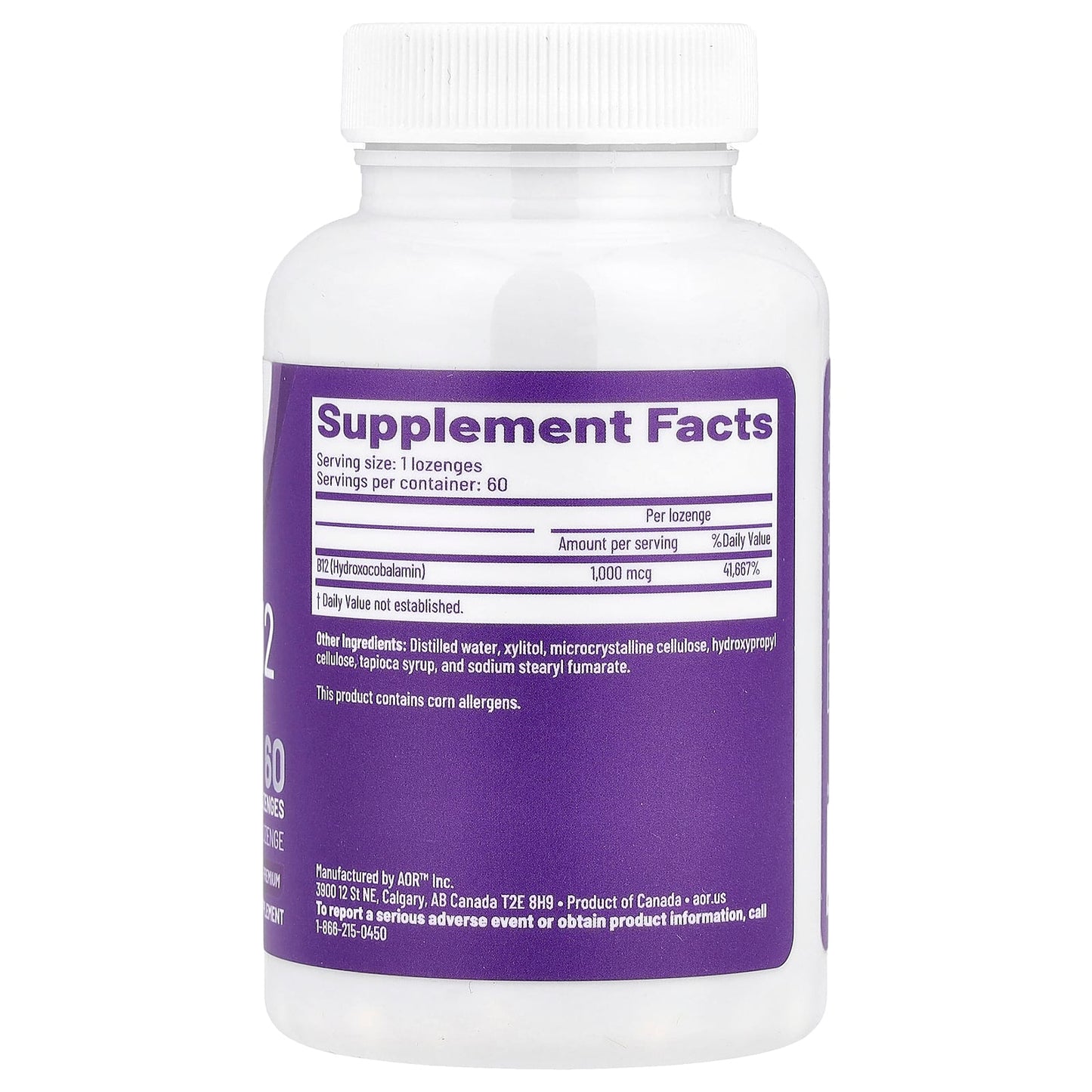 <strong>Hydroxy B12 by AOR - 1,000 mcg, 60 Lozenges</strong> - Image 2
