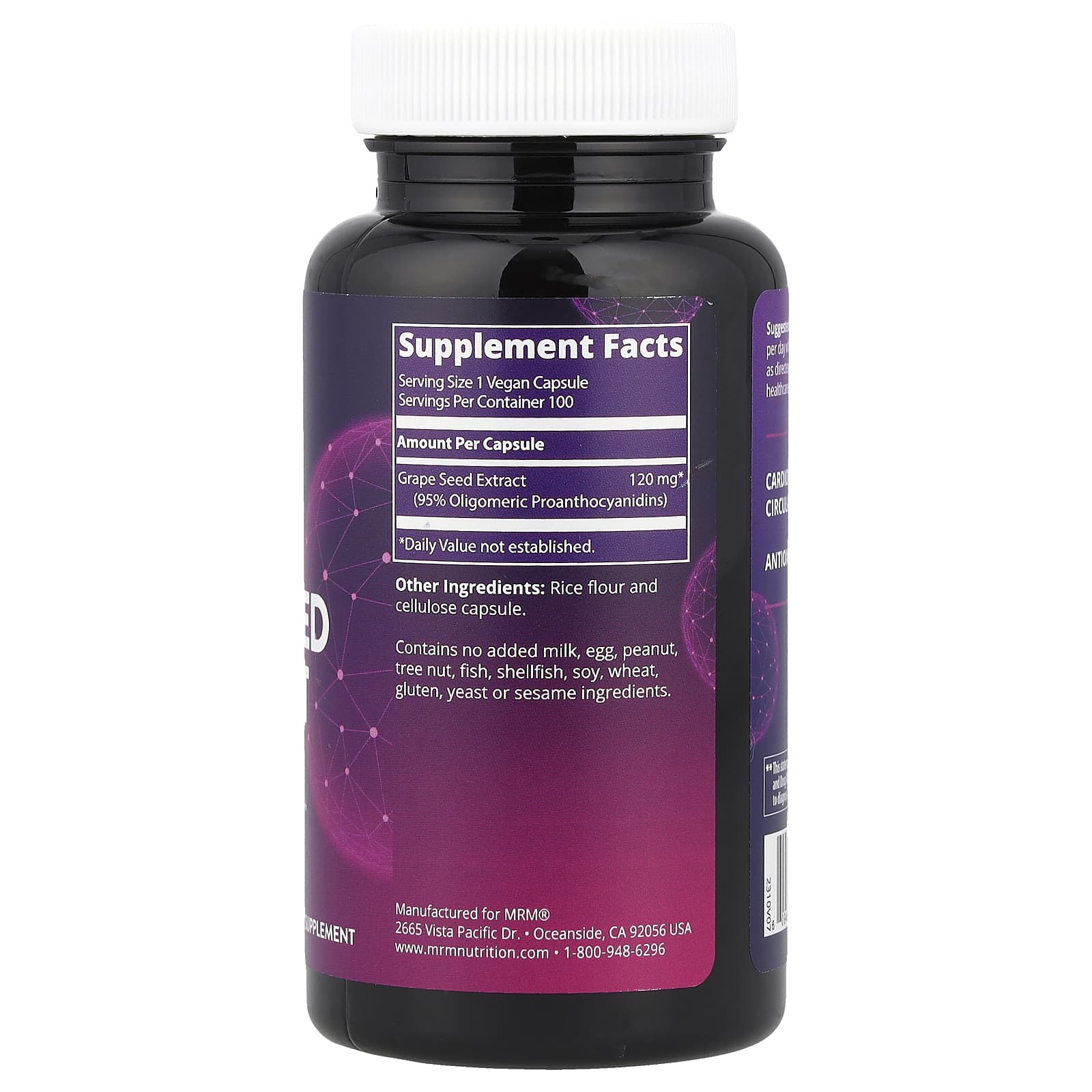 MRM Nutrition, Grape Seed Extract, 100 Vegan Capsules (120 mg per Capsule) - Image 2
