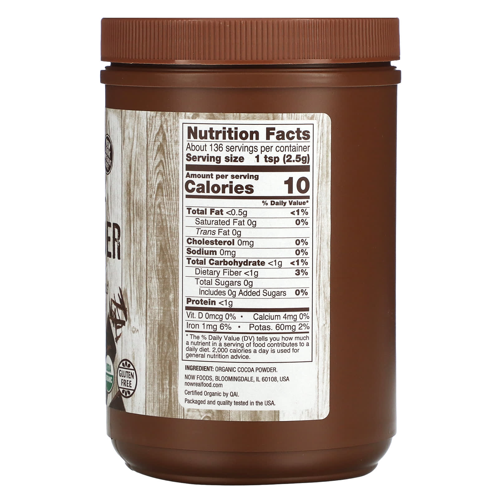 NOW Foods, Real Food, Organic Cocoa Powder, 12 oz (340 g) - Image 2
