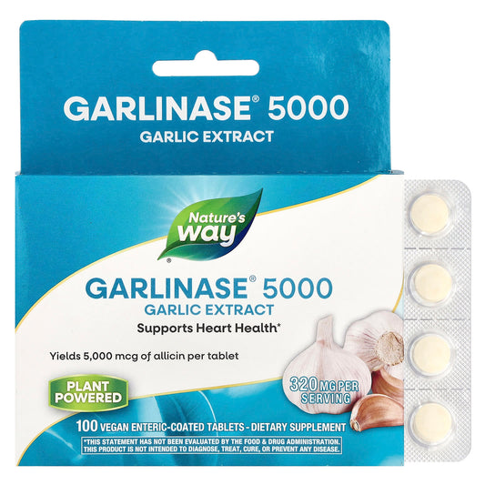 Nature's Way, Garlinase® 5000, Garlic Extract, 320 mg, 100 Vegan Enteric-Coated Tablets - Image 1