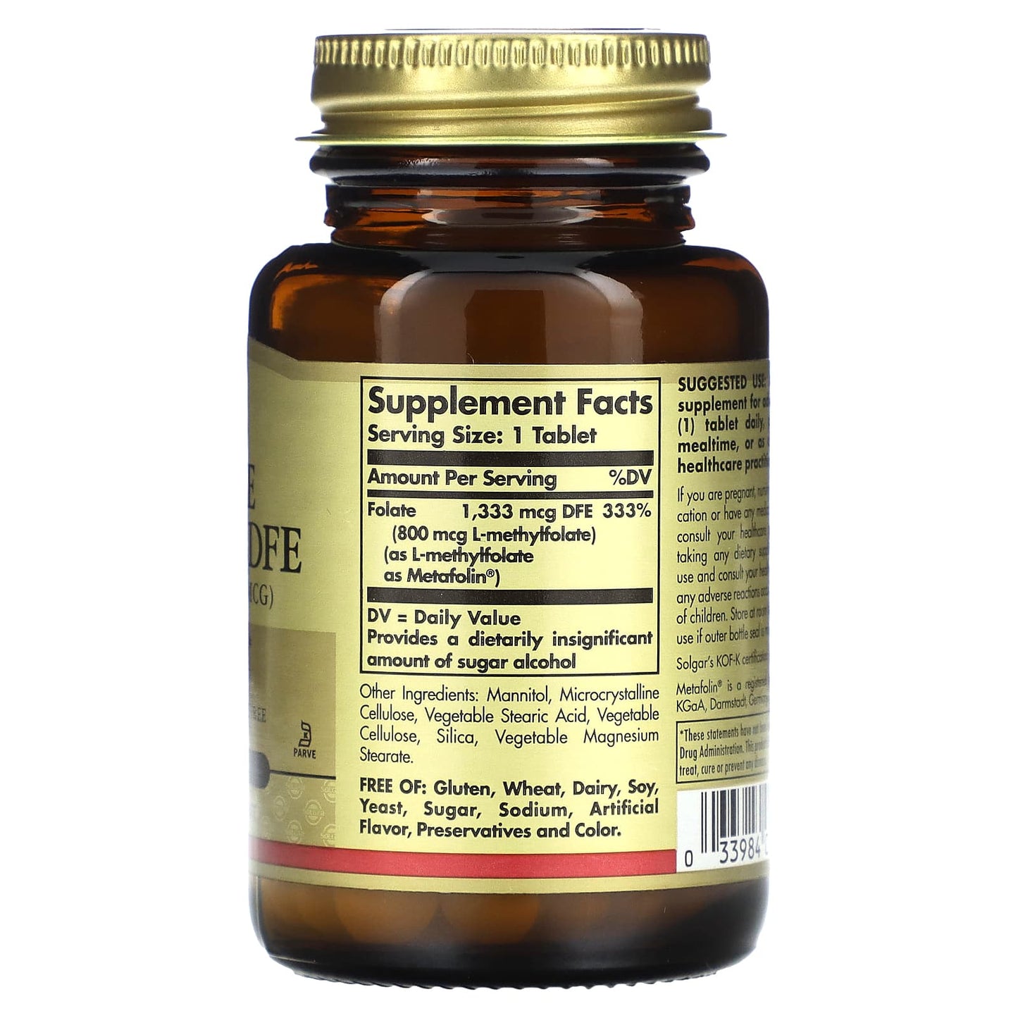 Solgar, Folate, 1,333 mcg DFE, 100 Tablets