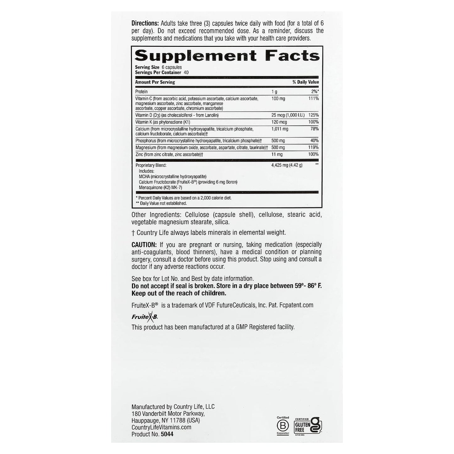 Country Life Bone Solid Triple Action Bone Health Supplement - Image 2